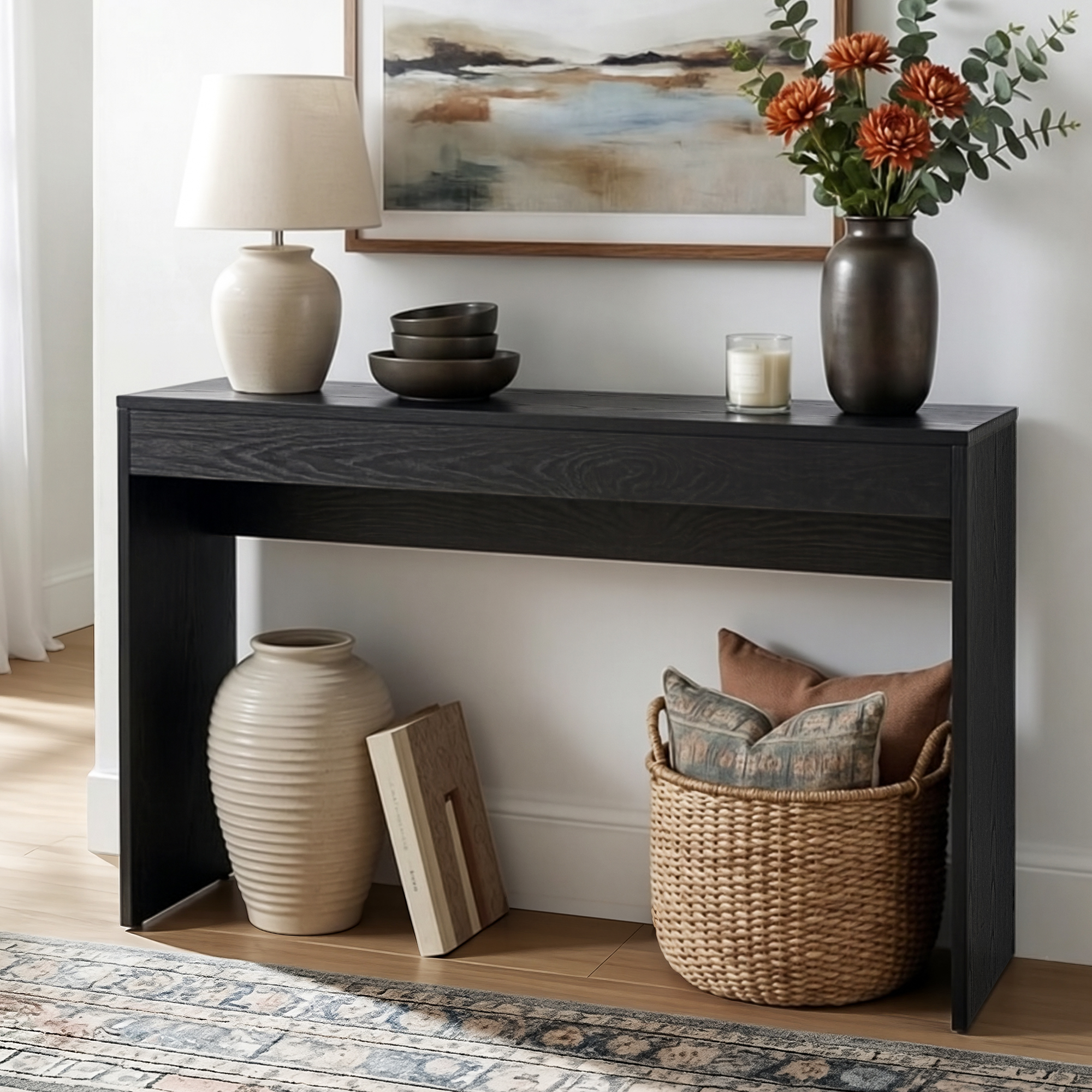 Artiss Console Table Hallway Sofa Entryway Entrance 120CM Black - Image 1