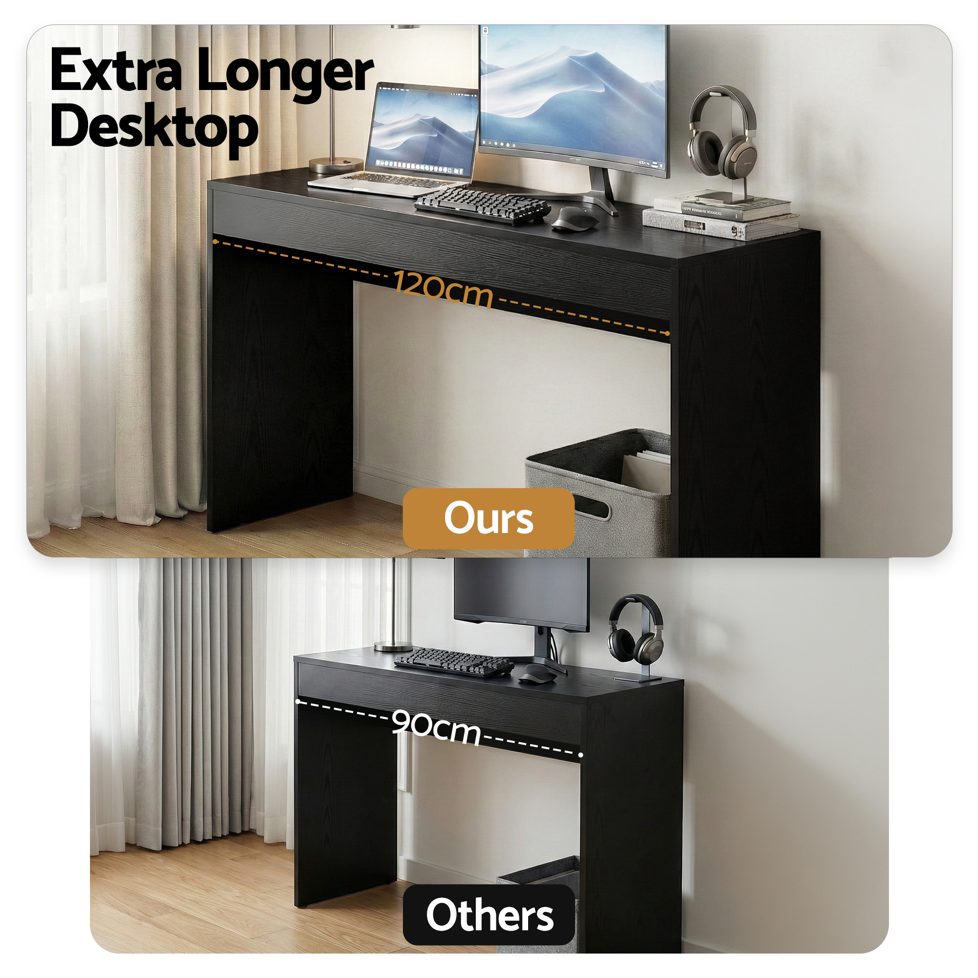 Artiss Console Table Hallway Sofa Entryway Entrance 120CM Black - Image 7