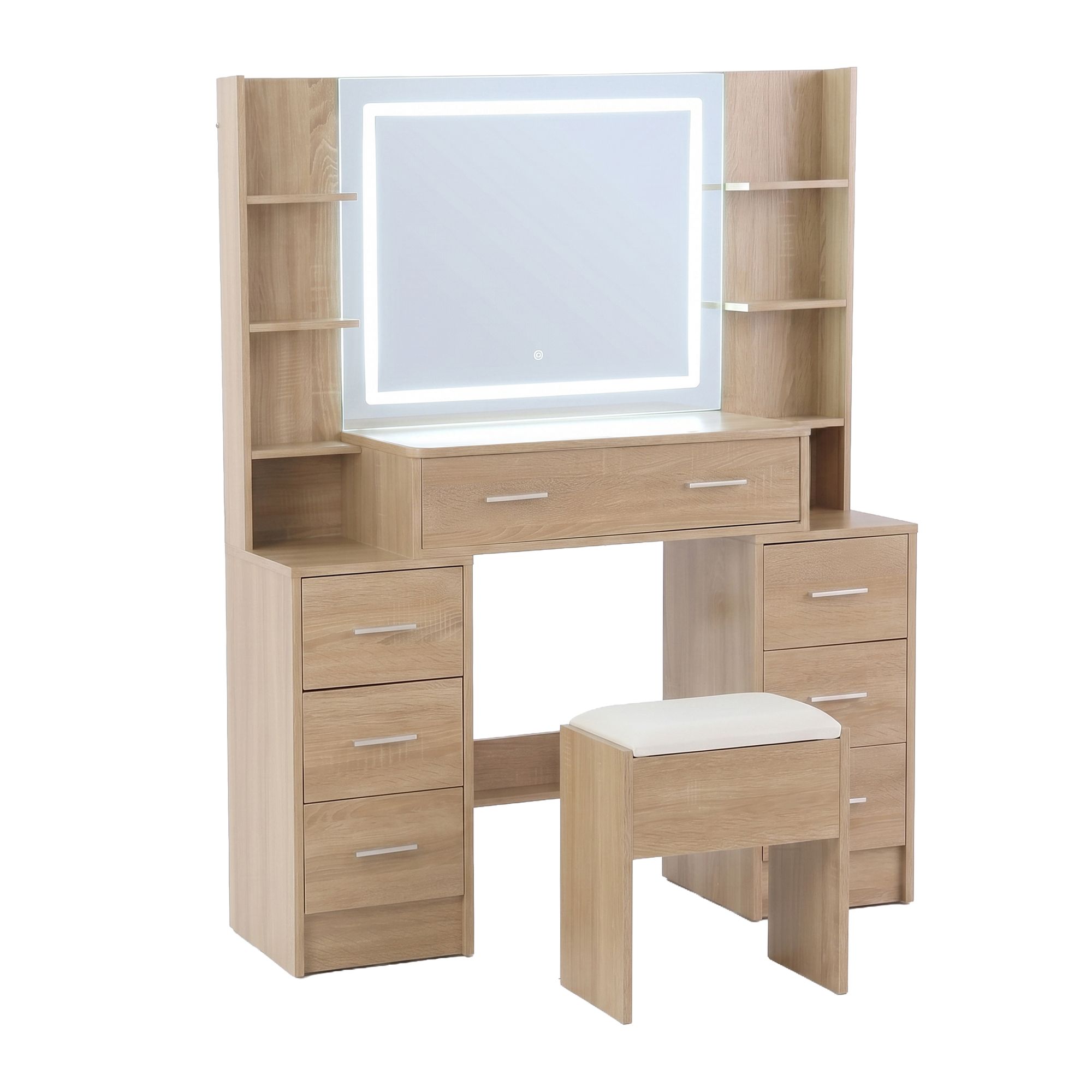 Artiss Dressing Table Vanity Desk Set Stool LED Charging Station Wood - Image 4