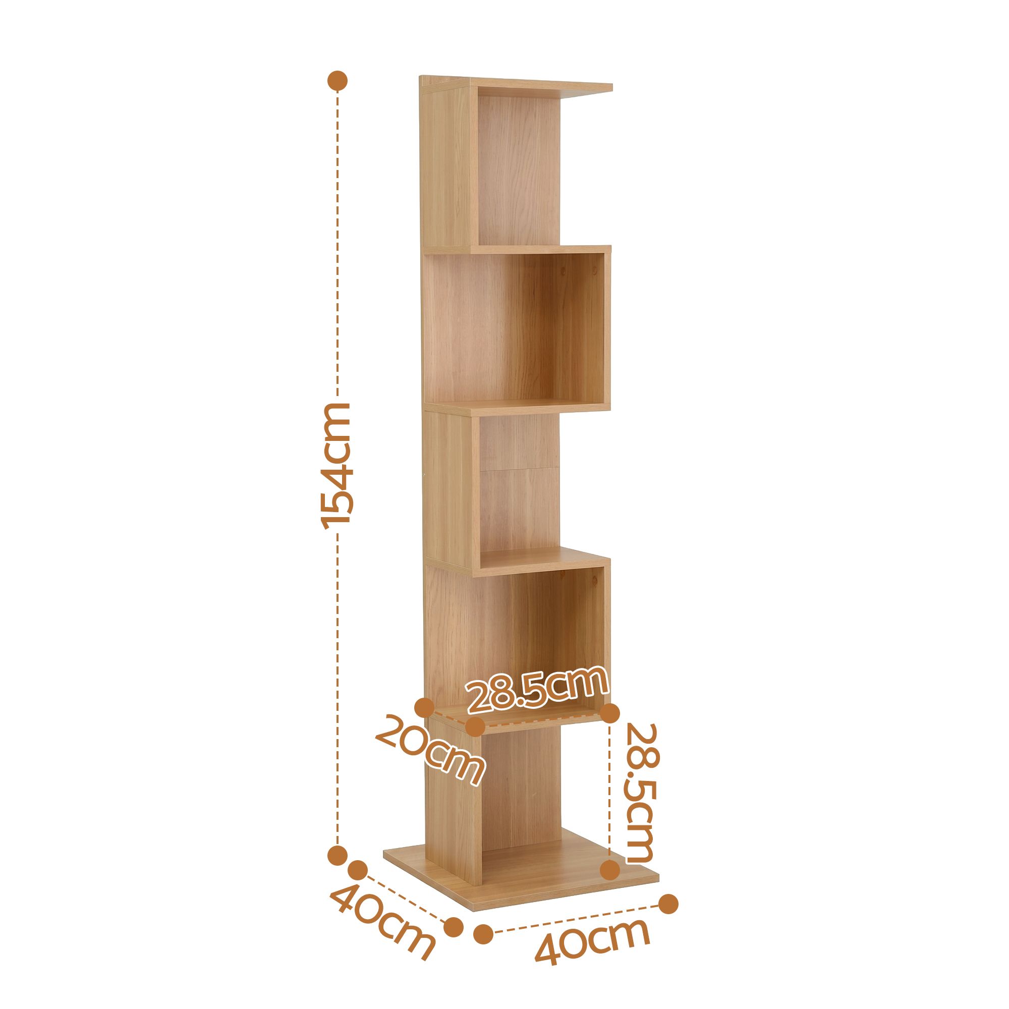 Artiss 5 Tiers Bookshelf S-shaped Bookcase Oak - Image 4