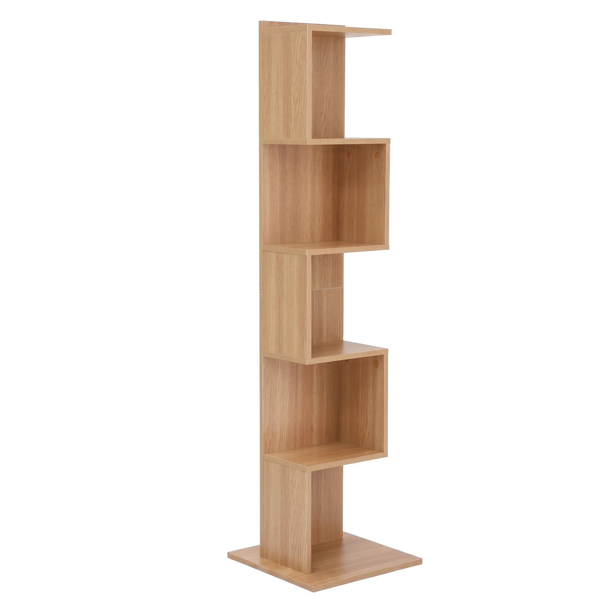 Artiss 5 Tiers Bookshelf S-shaped Bookcase Oak - Image 5