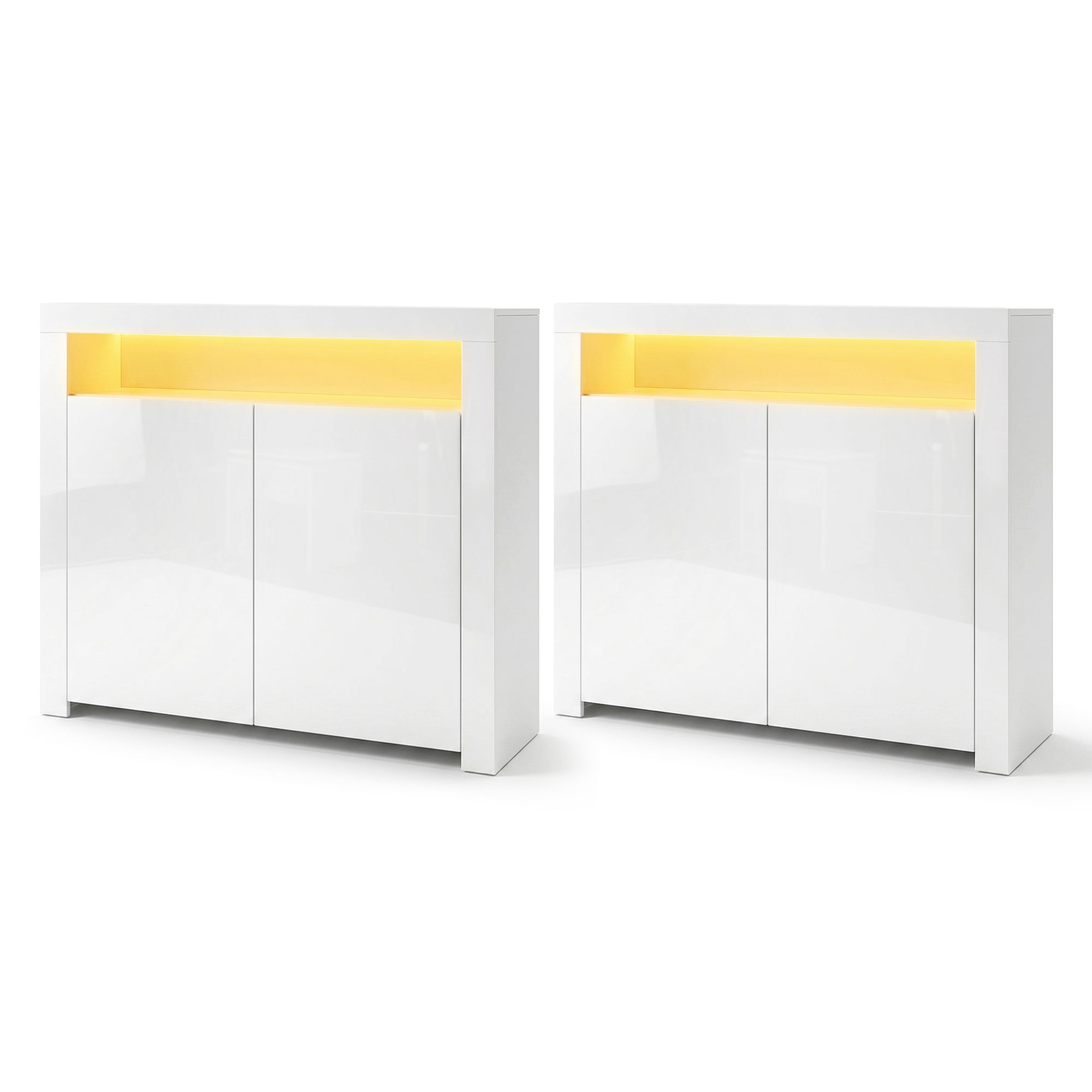 Artiss 2x Buffet Sideboard Cabinet LED Cupboard High-Gloss Storage Pantry ARNO - Image 1
