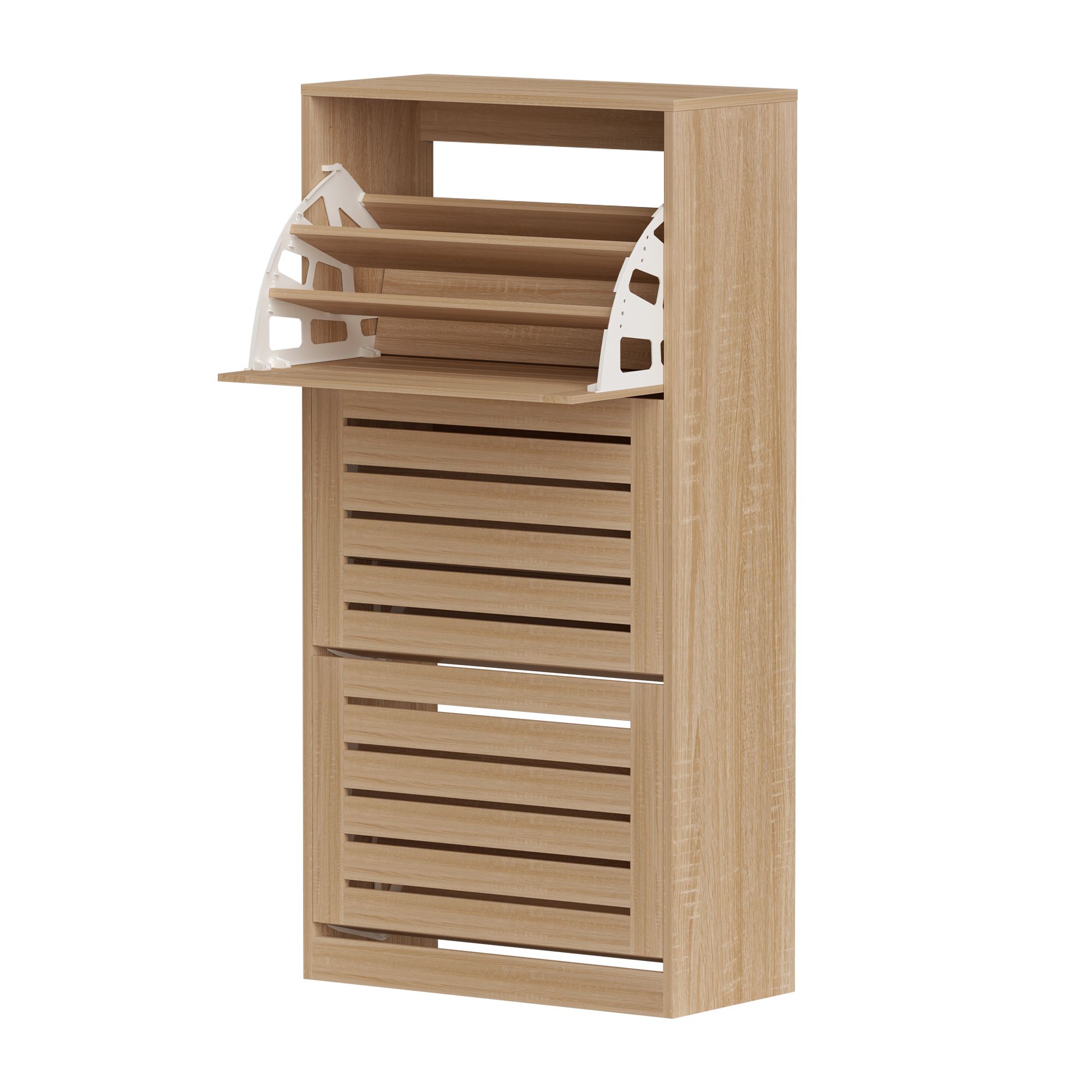 Artiss 2x Shoe Cabinet Storage Organiser 3 Flip Drawer Pine - Image 4