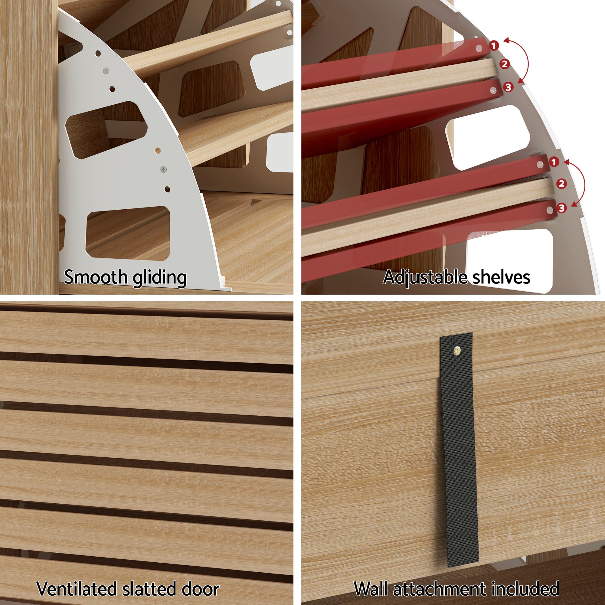 Artiss 2x Shoe Cabinet Storage Organiser 3 Flip Drawer Pine - Image 7