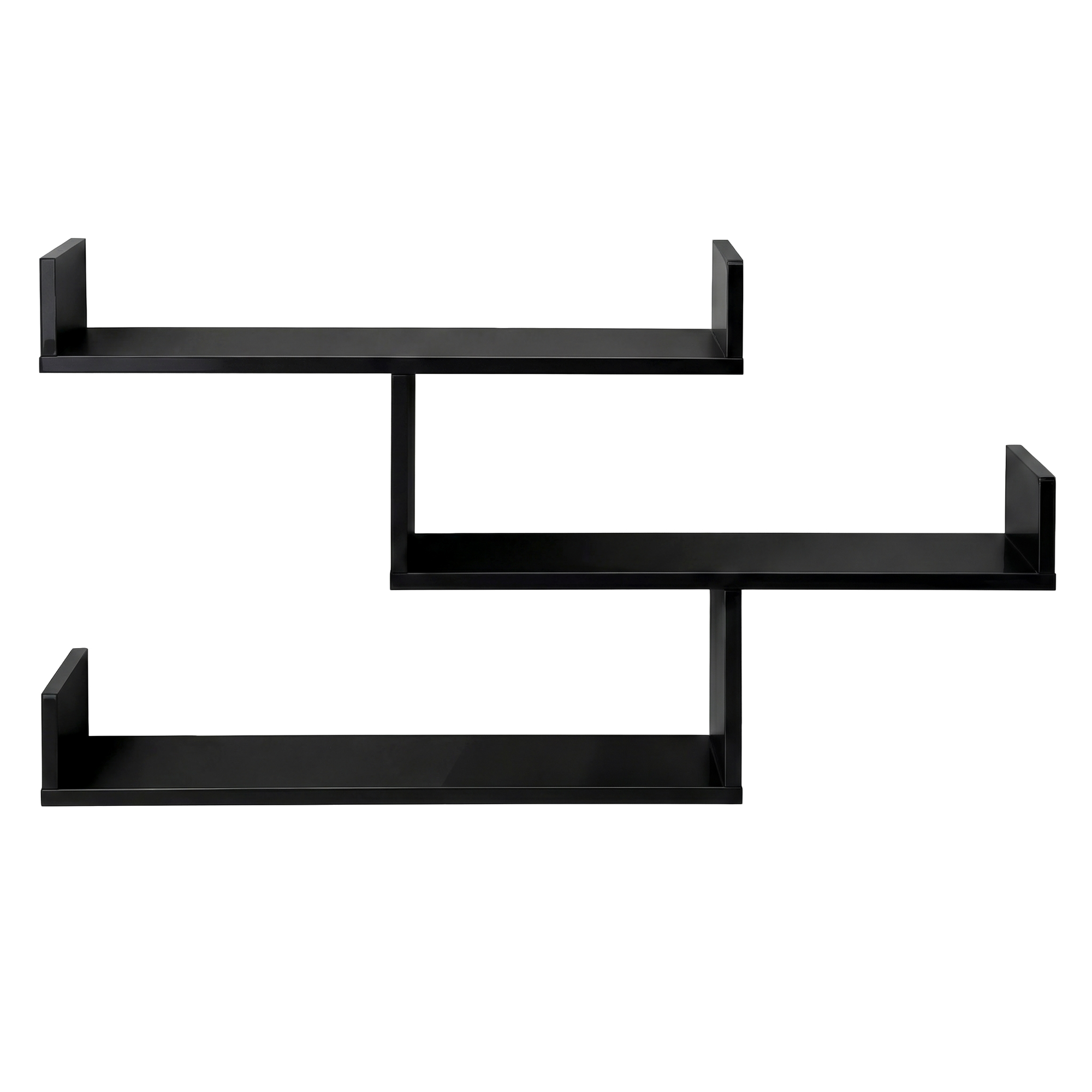 Artiss Floating Wall Shelf 3 Tier Black - Image 3
