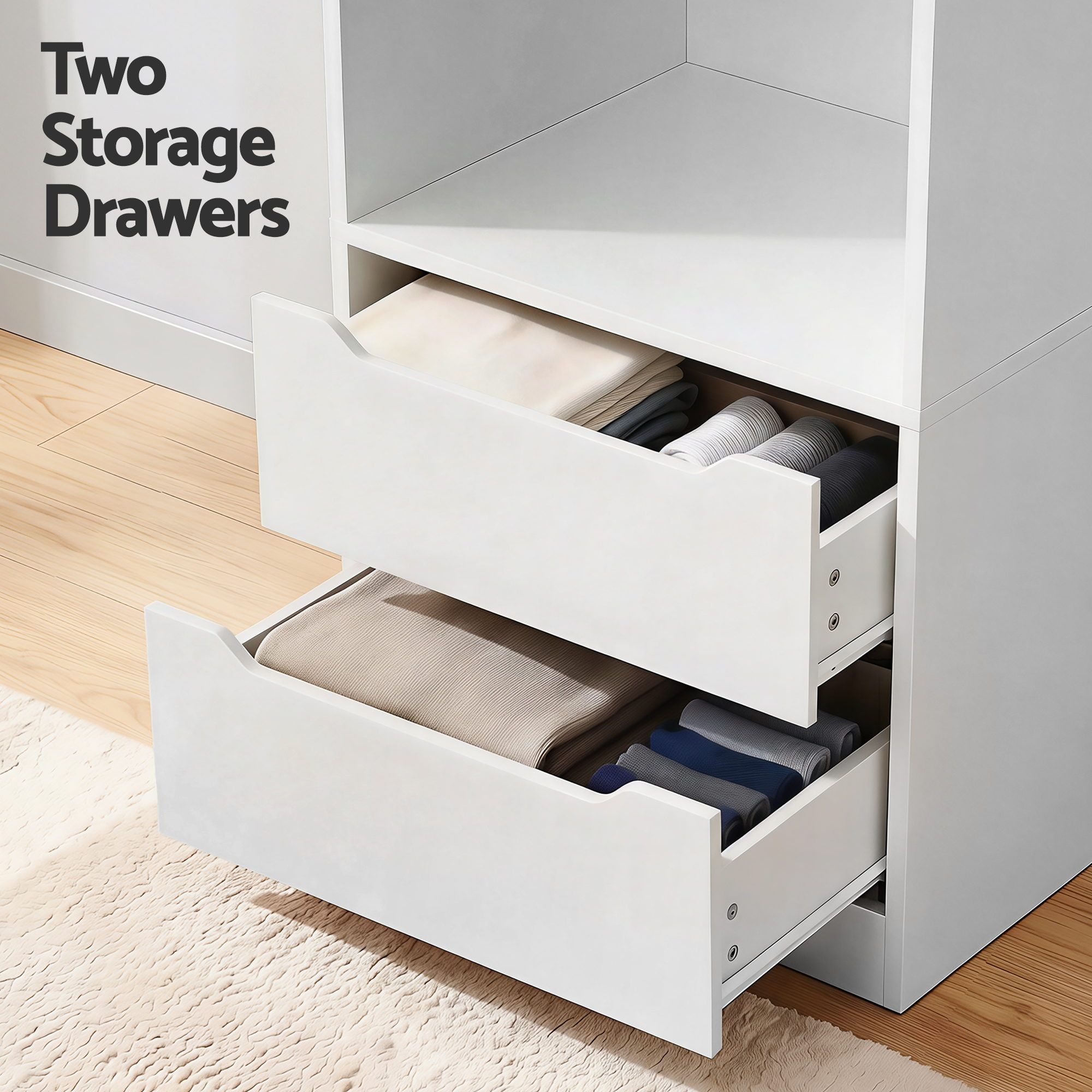 Artiss Wardrobe Clothes Closet Storage Organizer White - Image 6