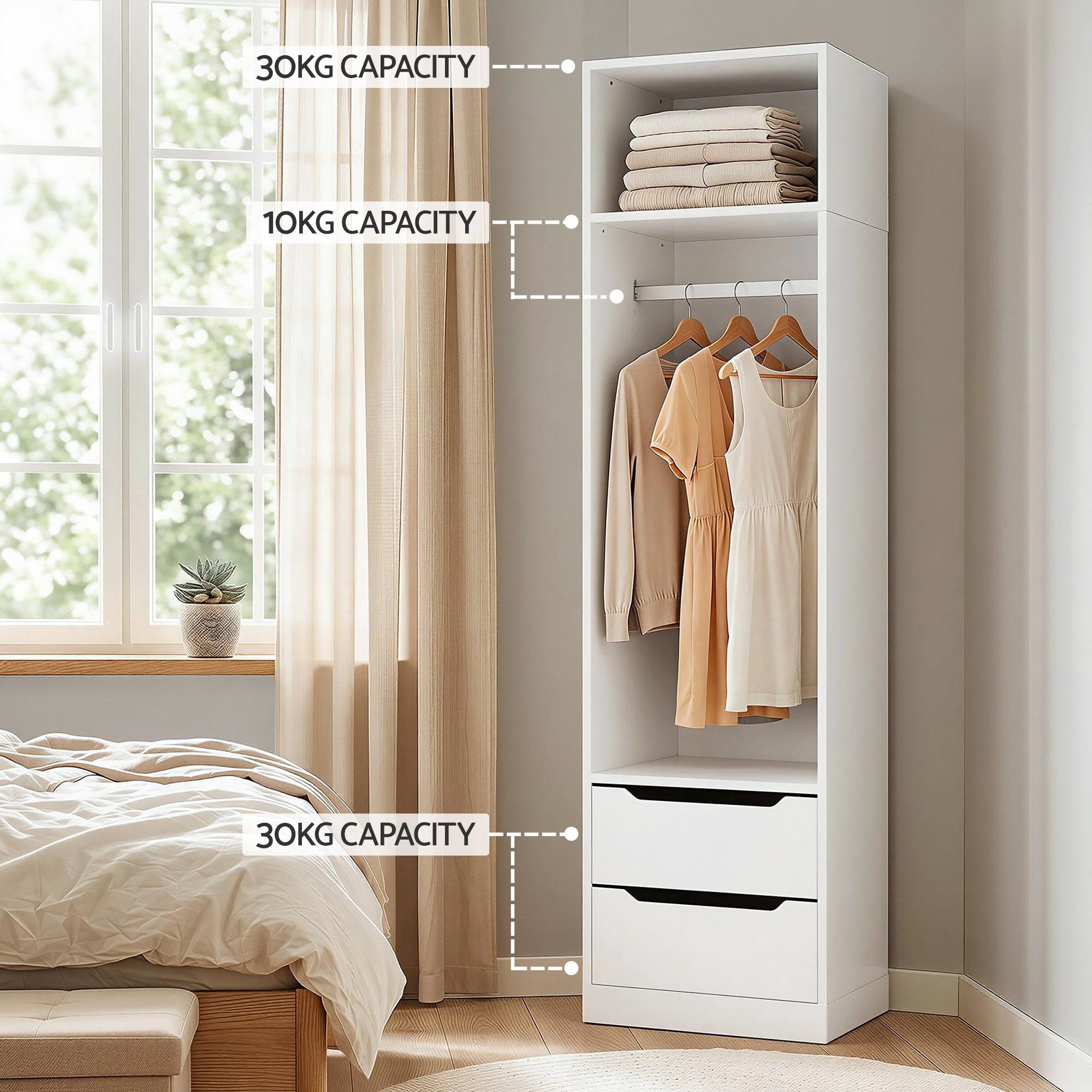 Artiss Wardrobe Clothes Closet Storage Organizer White - Image 7
