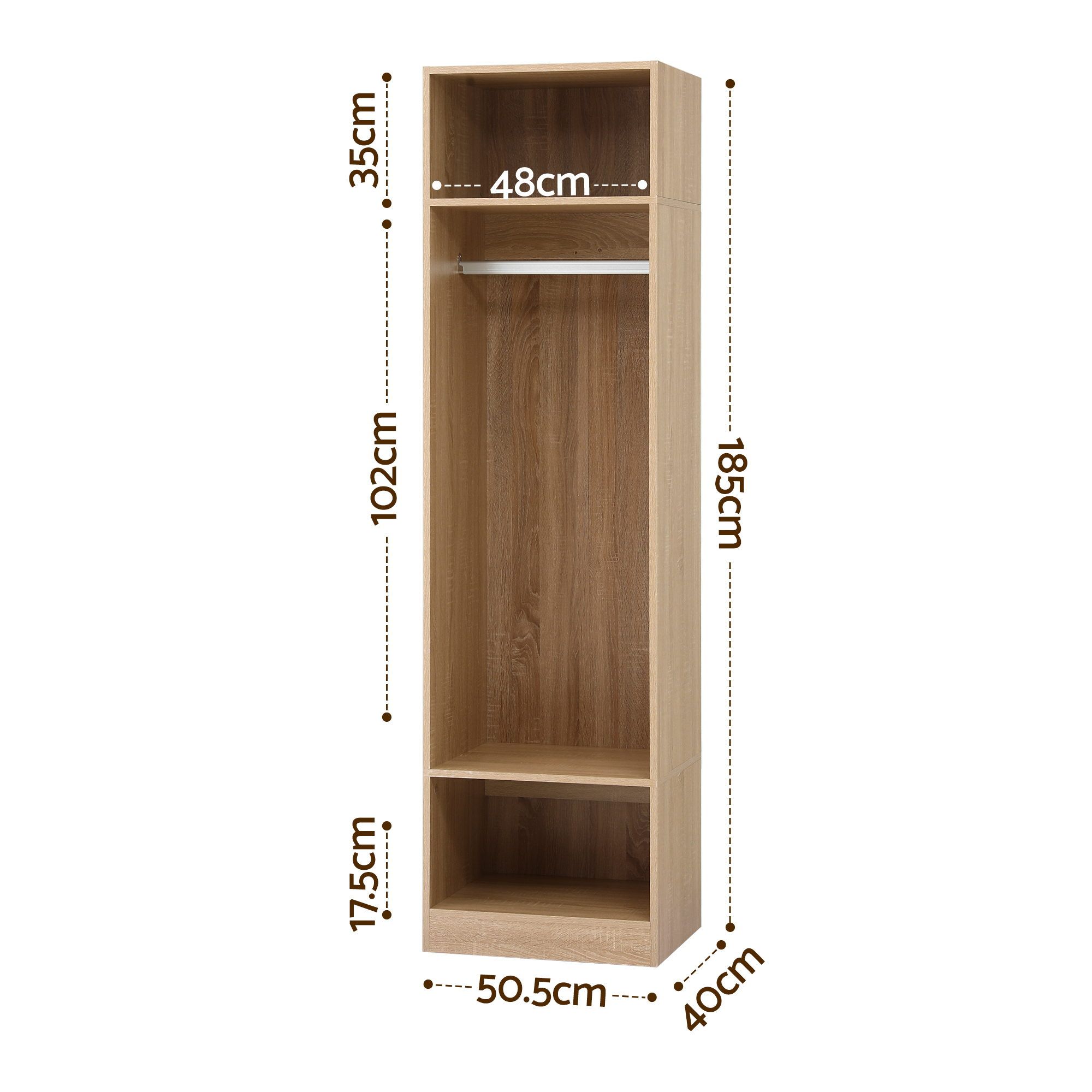 Artiss Wardrobe Clothes Closet Storage Organizer Shelf Pine - Image 3