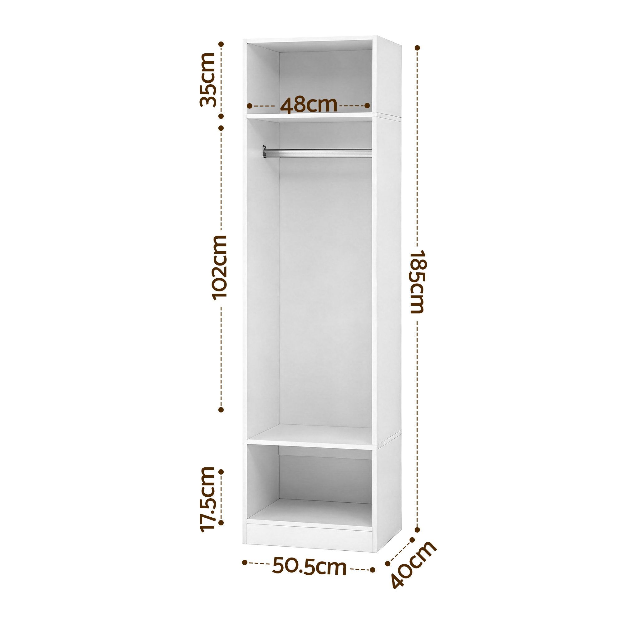 Artiss Wardrobe Clothes Closet Storage Organizer Shelf White - Image 3