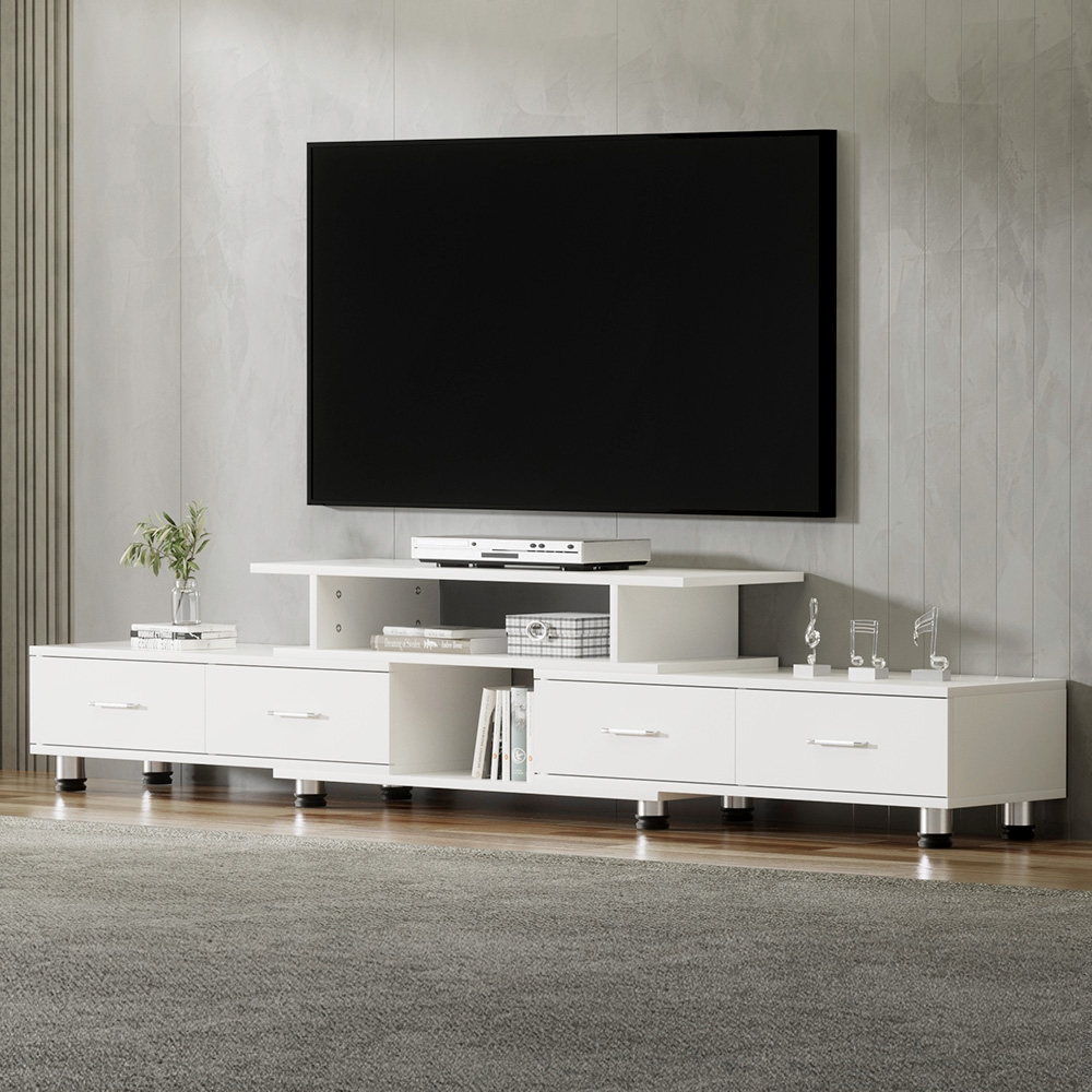 Artiss TV Cabinet Entertainment Unit Extendable 160CM To 220CM White - Image 1