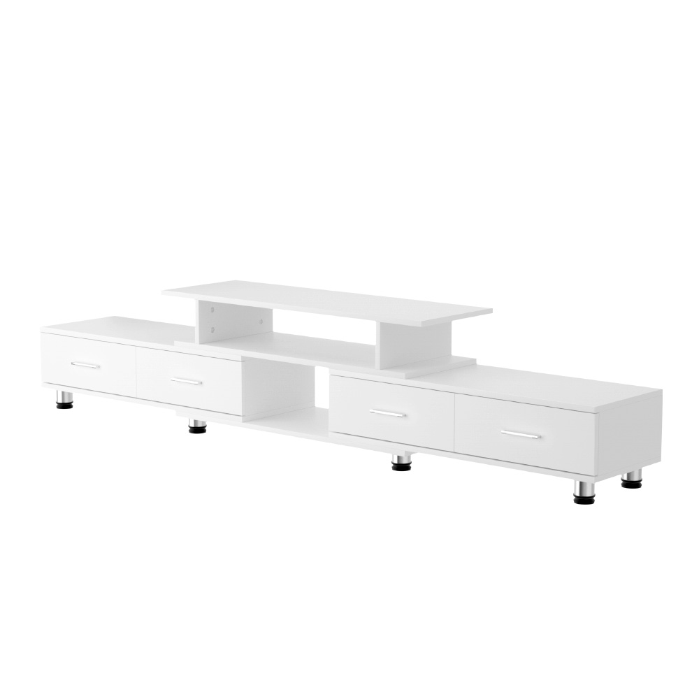 Artiss TV Cabinet Entertainment Unit Extendable 160CM To 220CM White - Image 3