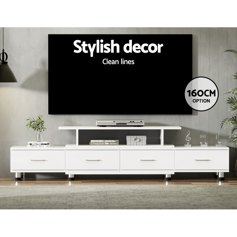 Artiss TV Cabinet Entertainment Unit Extendable 160CM To 220CM White - Image 6