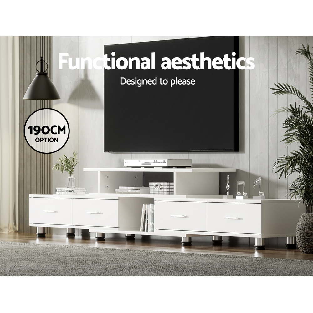 Artiss TV Cabinet Entertainment Unit Extendable 160CM To 220CM White - Image 7