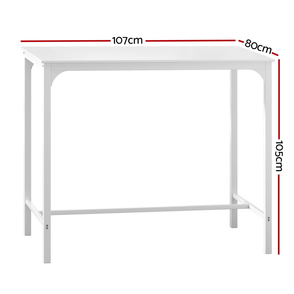 Artiss Bar Table Dining Desk High Kitchen Shelf Metal Legs Cafe Pub White - Image 4