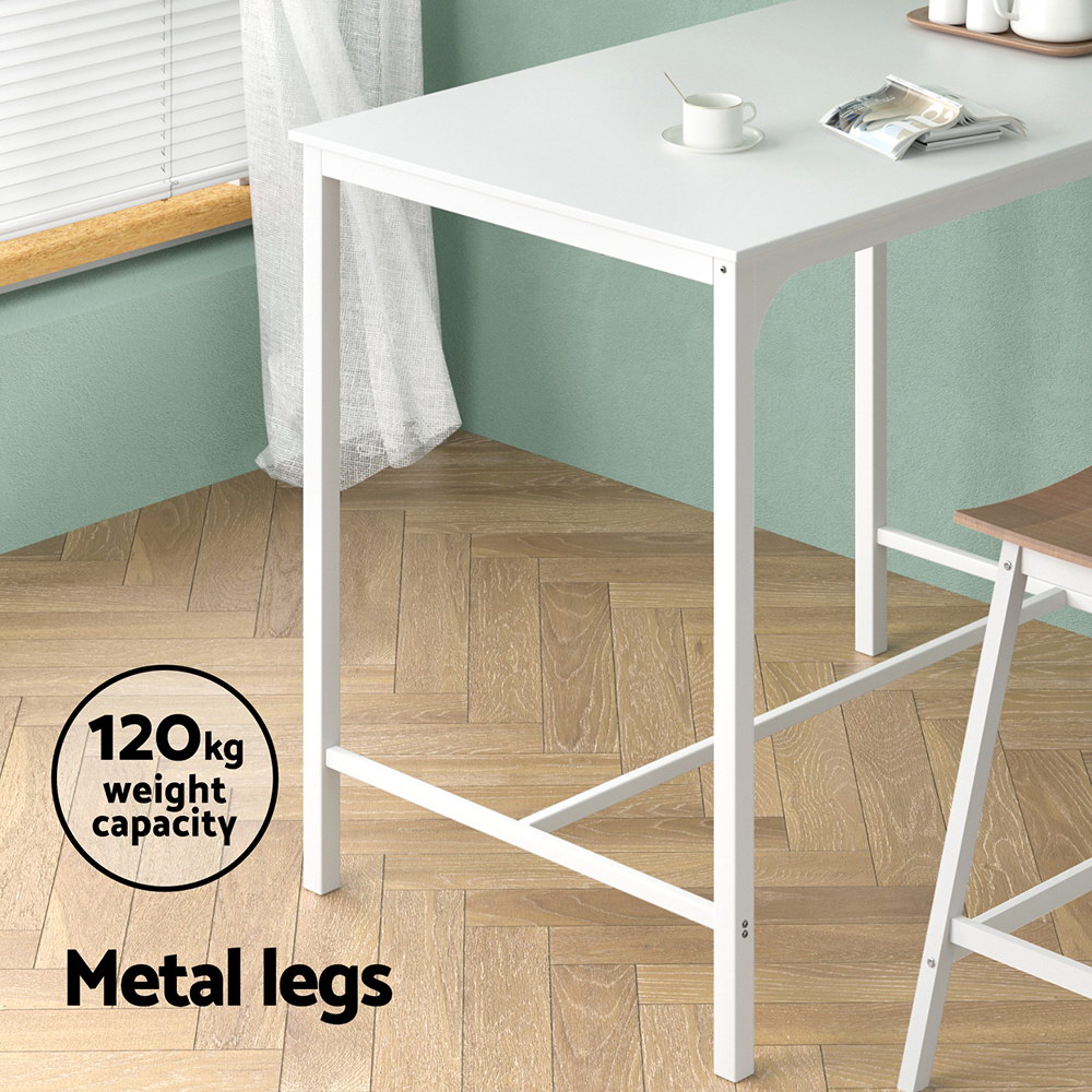 Artiss Bar Table Dining Desk High Kitchen Shelf Metal Legs Cafe Pub White - Image 7