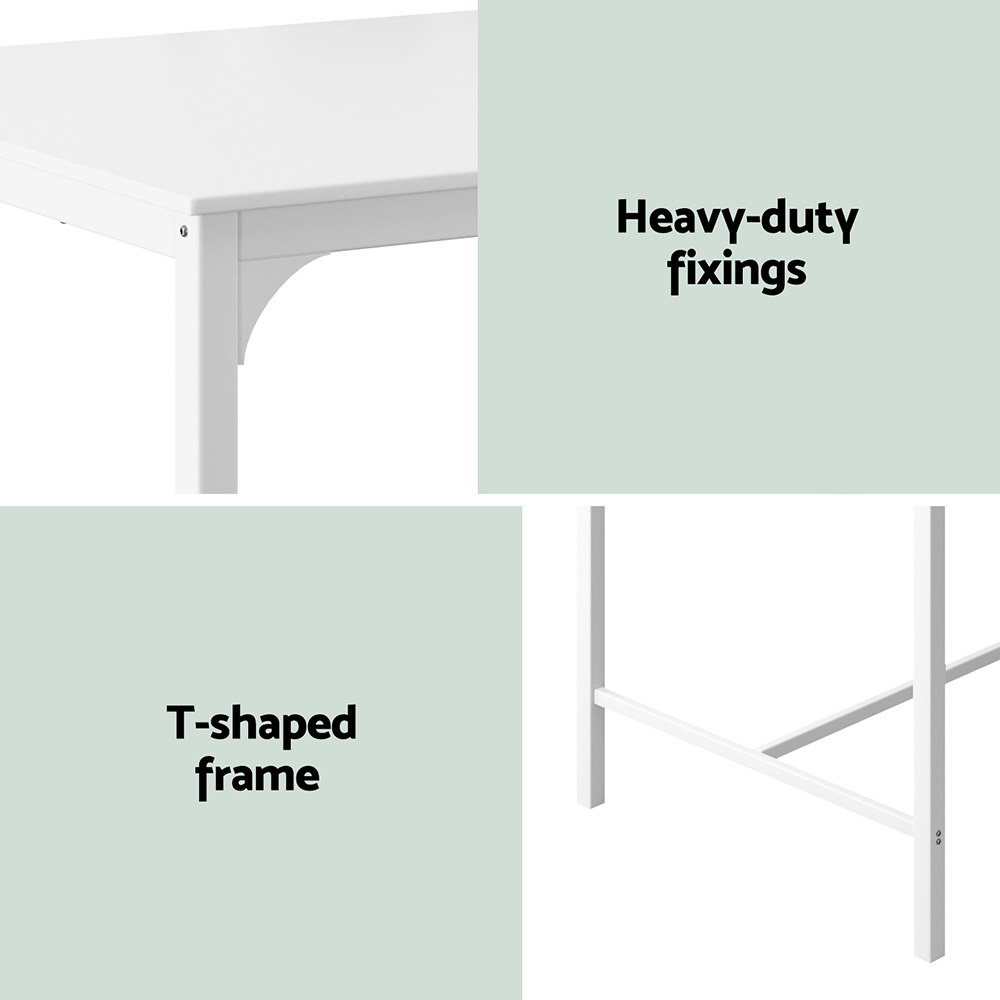 Artiss Bar Table Dining Desk High Kitchen Shelf Metal Legs Cafe Pub White - Image 8