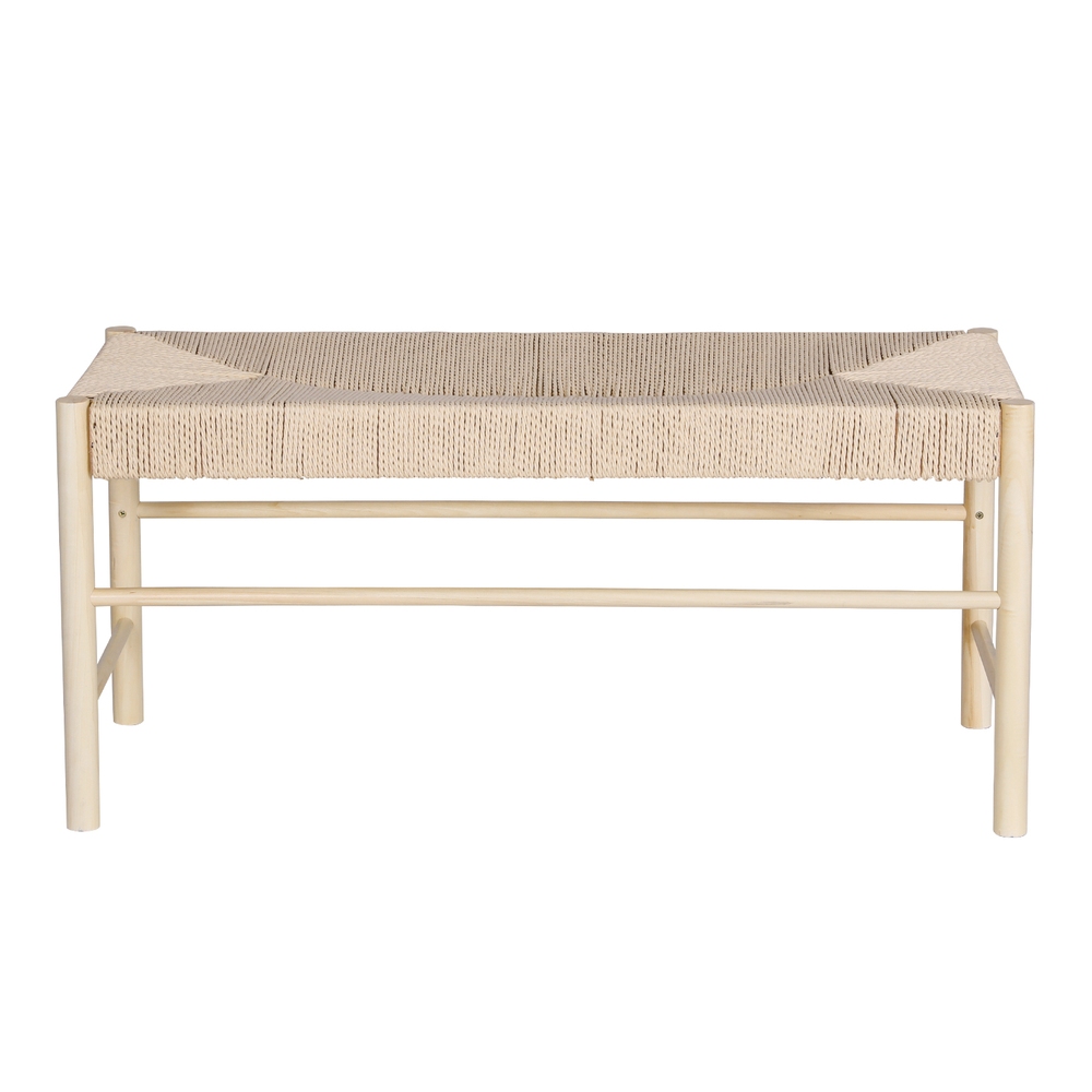 Artiss Dining Bench Paper Rope Seat Wooden Chair 100cm - Image 3