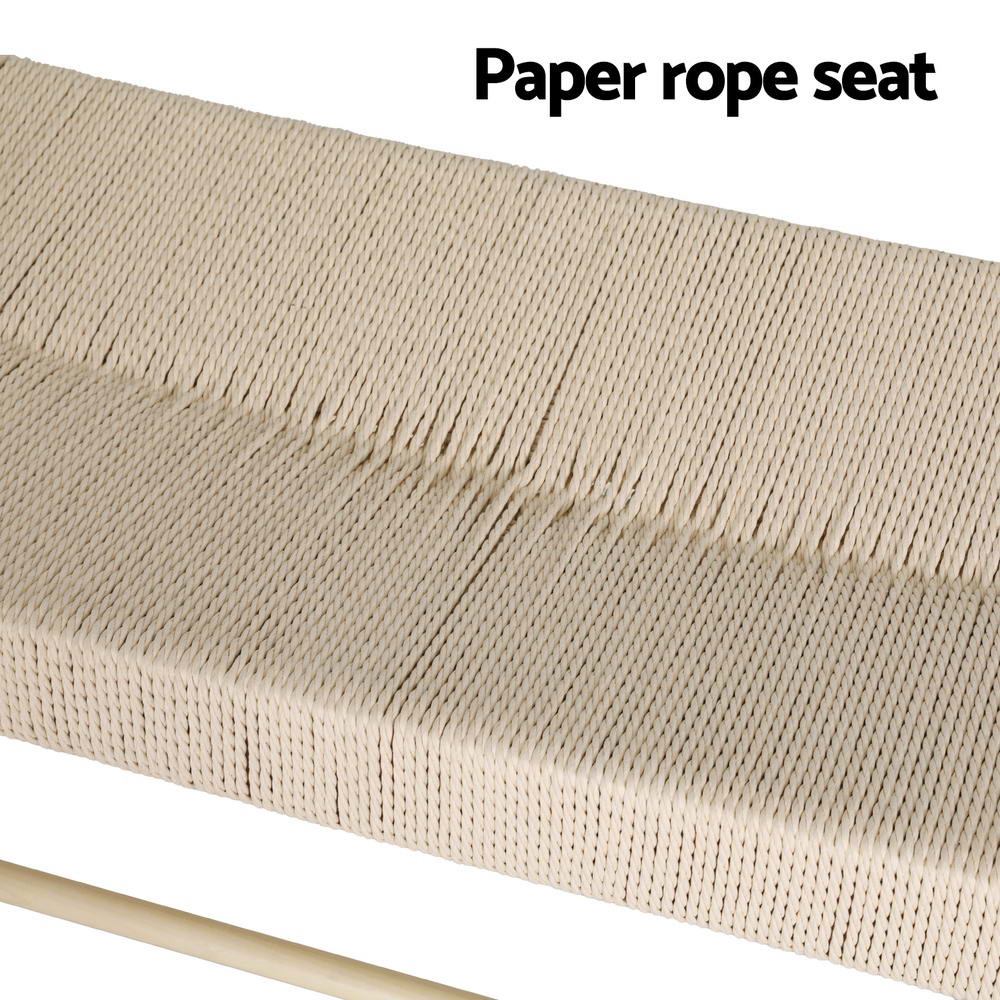 Artiss Dining Bench Paper Rope Seat Wooden Chair 100cm - Image 5