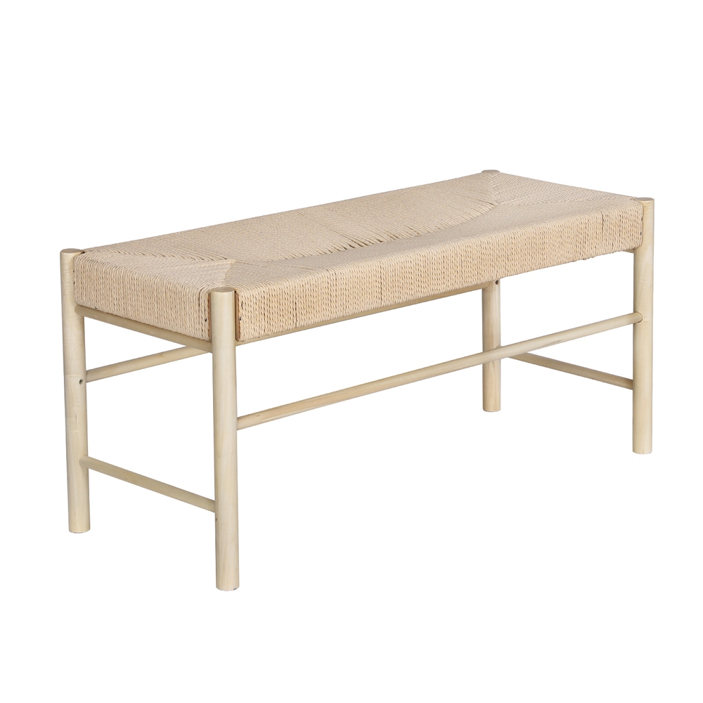 Artiss Dining Bench Paper Rope Seat Wooden Chair 100cm - Image 7