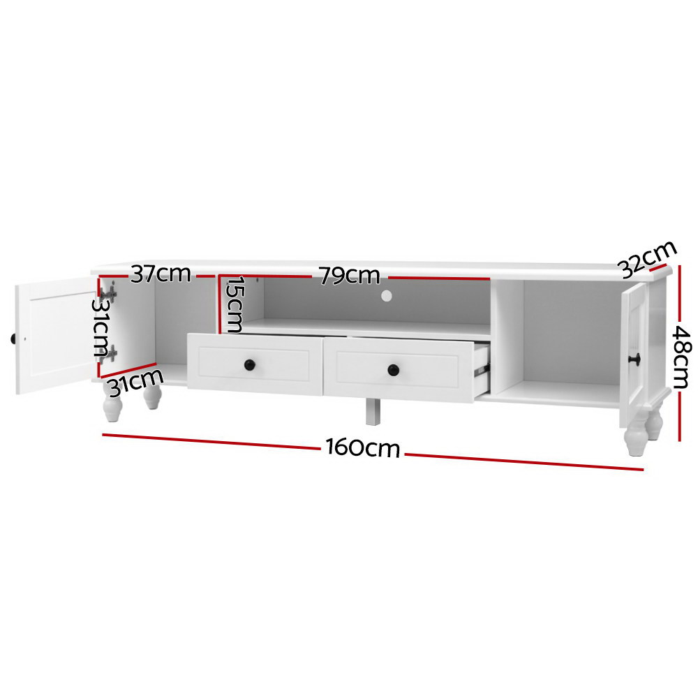 Artiss TV Cabinet Entertainment Unit 160cm White Kubi - Image 4