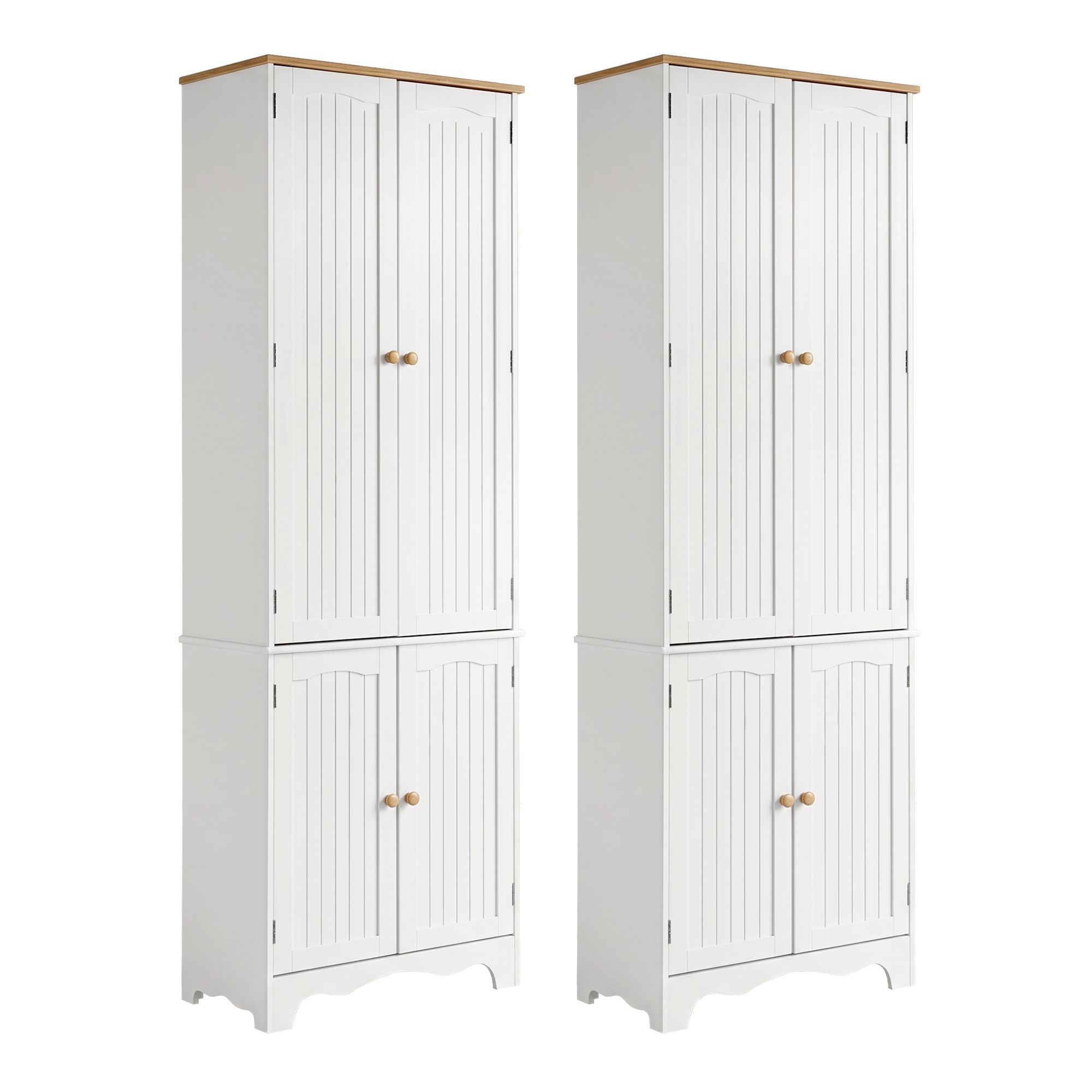 Artiss 2x Buffet Sideboard Pantry Cabinet Cupboard 6-Tiers Storage Shelves BERNE - Image 1