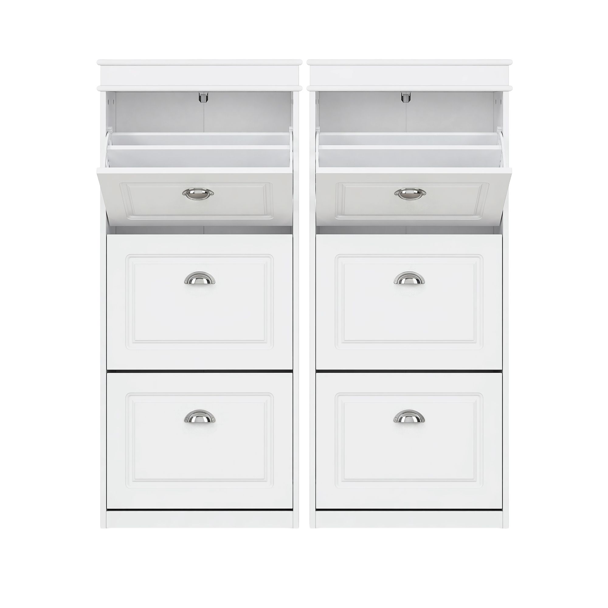 Artiss 2x Shoe Cabinet Storage Organiser 3 Flip Drawer White - Image 1
