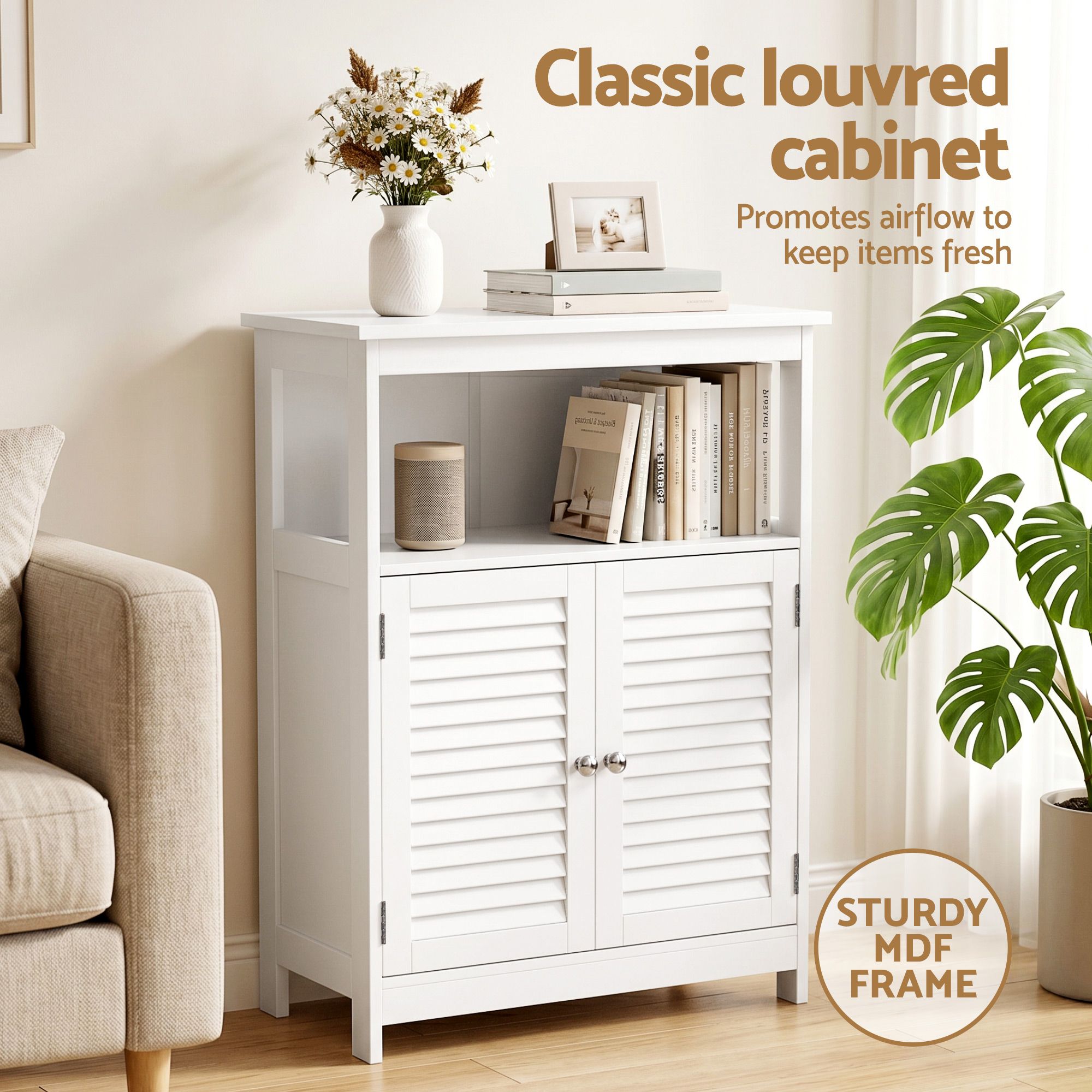 Artiss 2x Buffet Sideboard Cabinet Server Cupboard Kitchen Bathroom Storage IVOR - Image 6