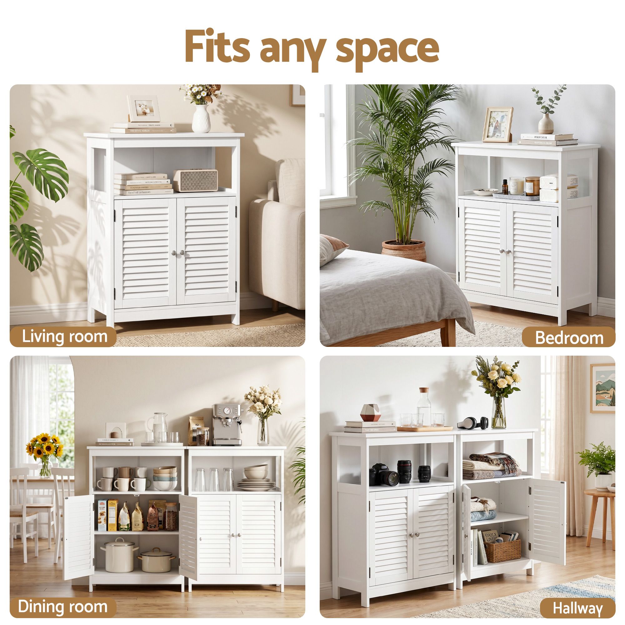 Artiss 2x Buffet Sideboard Cabinet Server Cupboard Kitchen Bathroom Storage IVOR - Image 8