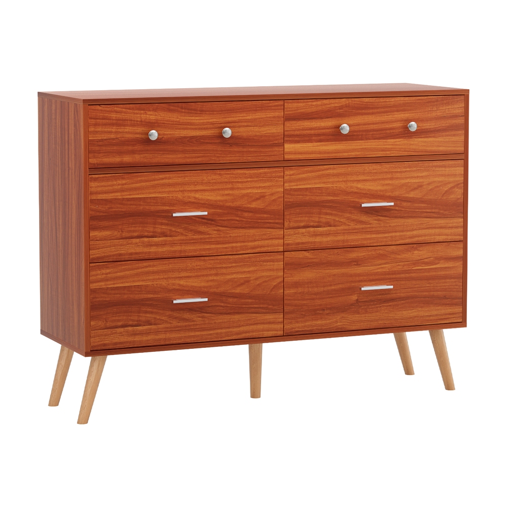Artiss 6 Chest of Drawers Storage Cabinet Walnut - Image 3