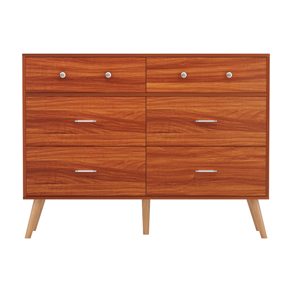 Artiss 6 Chest of Drawers Storage Cabinet Walnut - Image 5