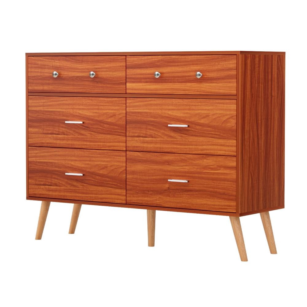 Artiss 6 Chest of Drawers Storage Cabinet Walnut - Image 6