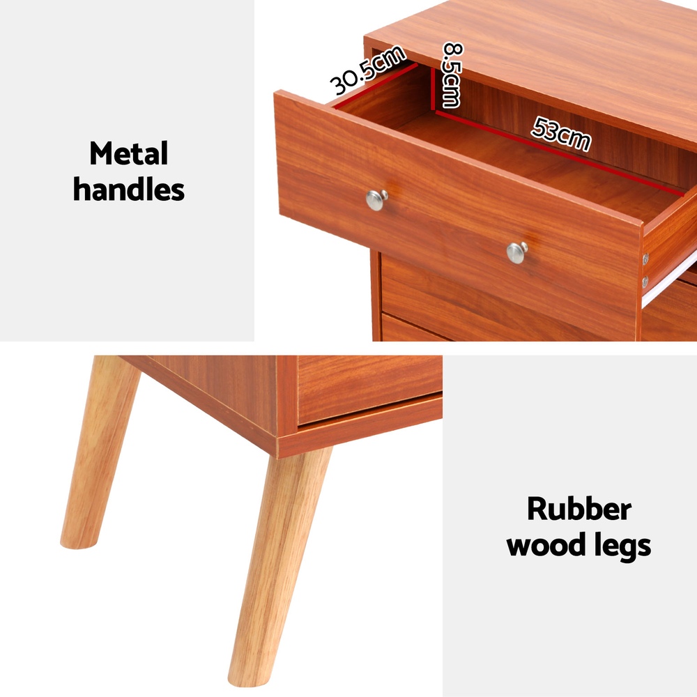 Artiss 6 Chest of Drawers Storage Cabinet Walnut - Image 8