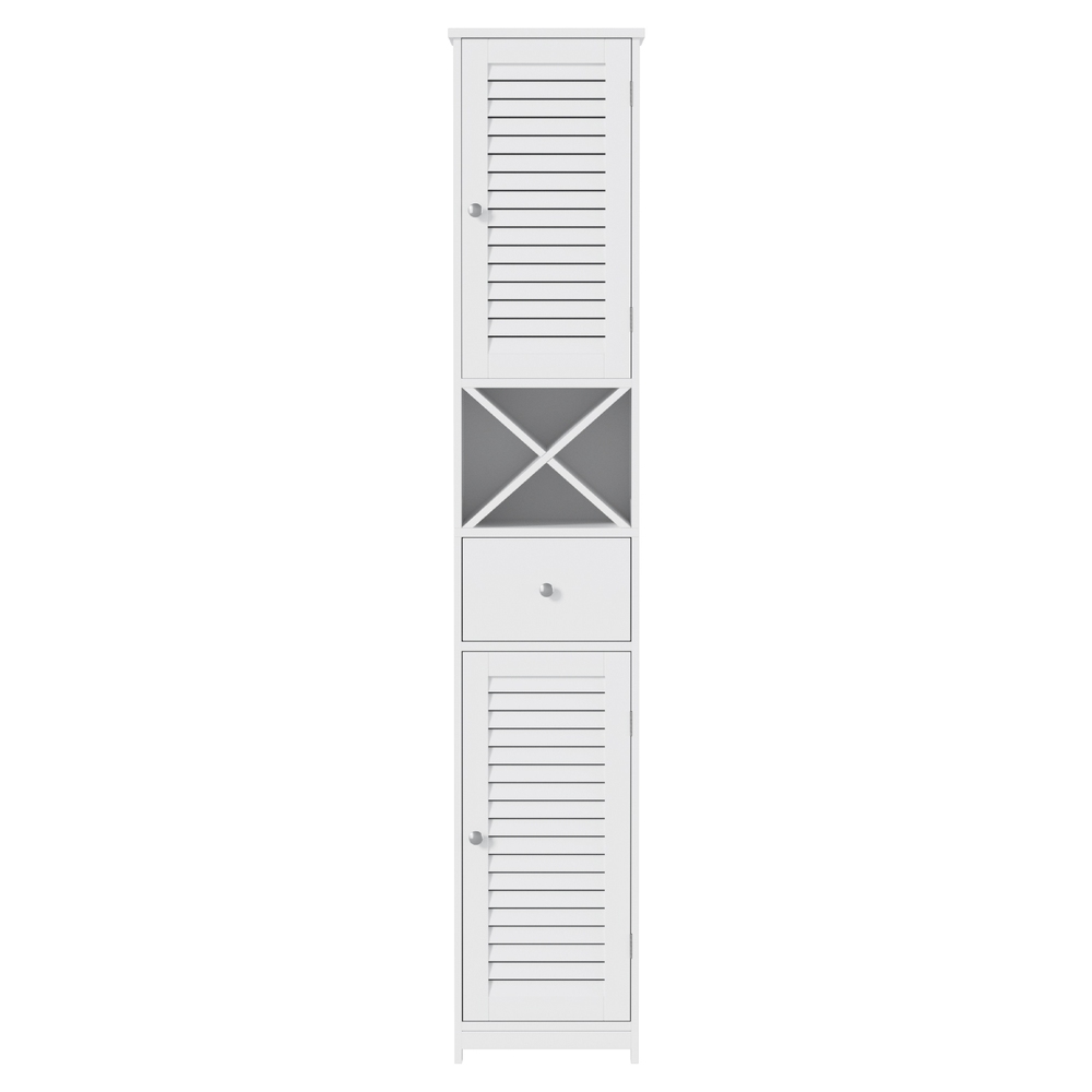 Artiss Bathroom Storage Cabinet 170cm Tall Slim Organiser Toilet Corner Adjustable Shelf Louver Door White - Image 4