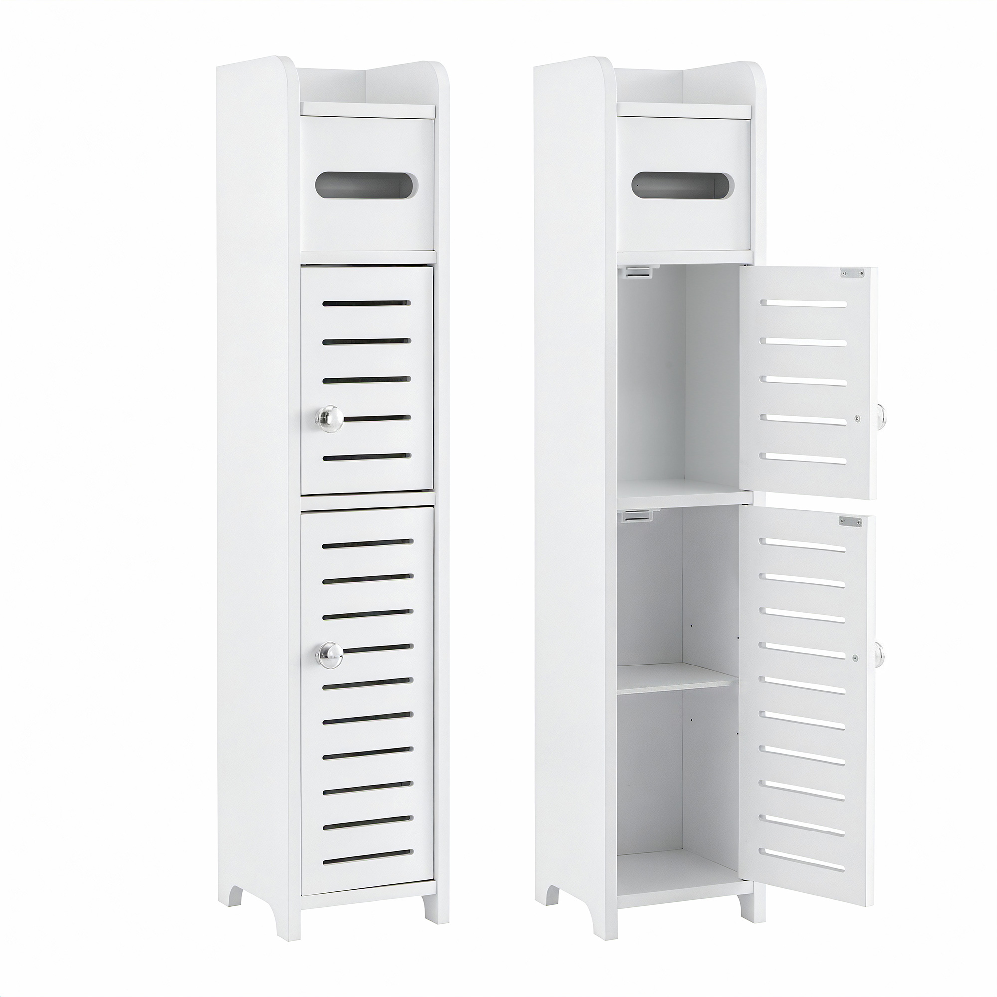 Artiss 2x Bathroom Storage Cabinet 3-Tier Toilet Paper Holder Organizer White - Image 1