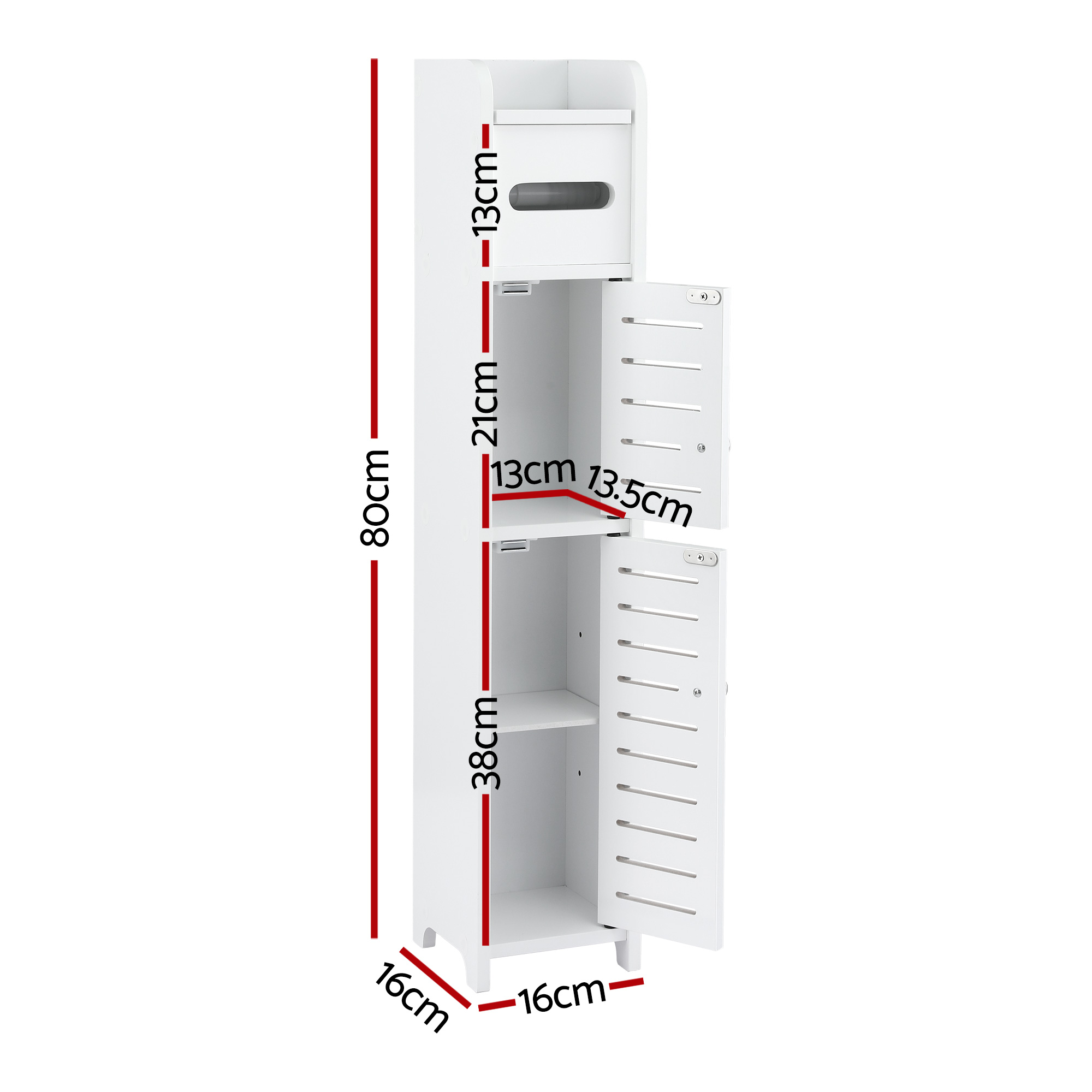 Artiss 2x Bathroom Storage Cabinet 3-Tier Toilet Paper Holder Organizer White - Image 3