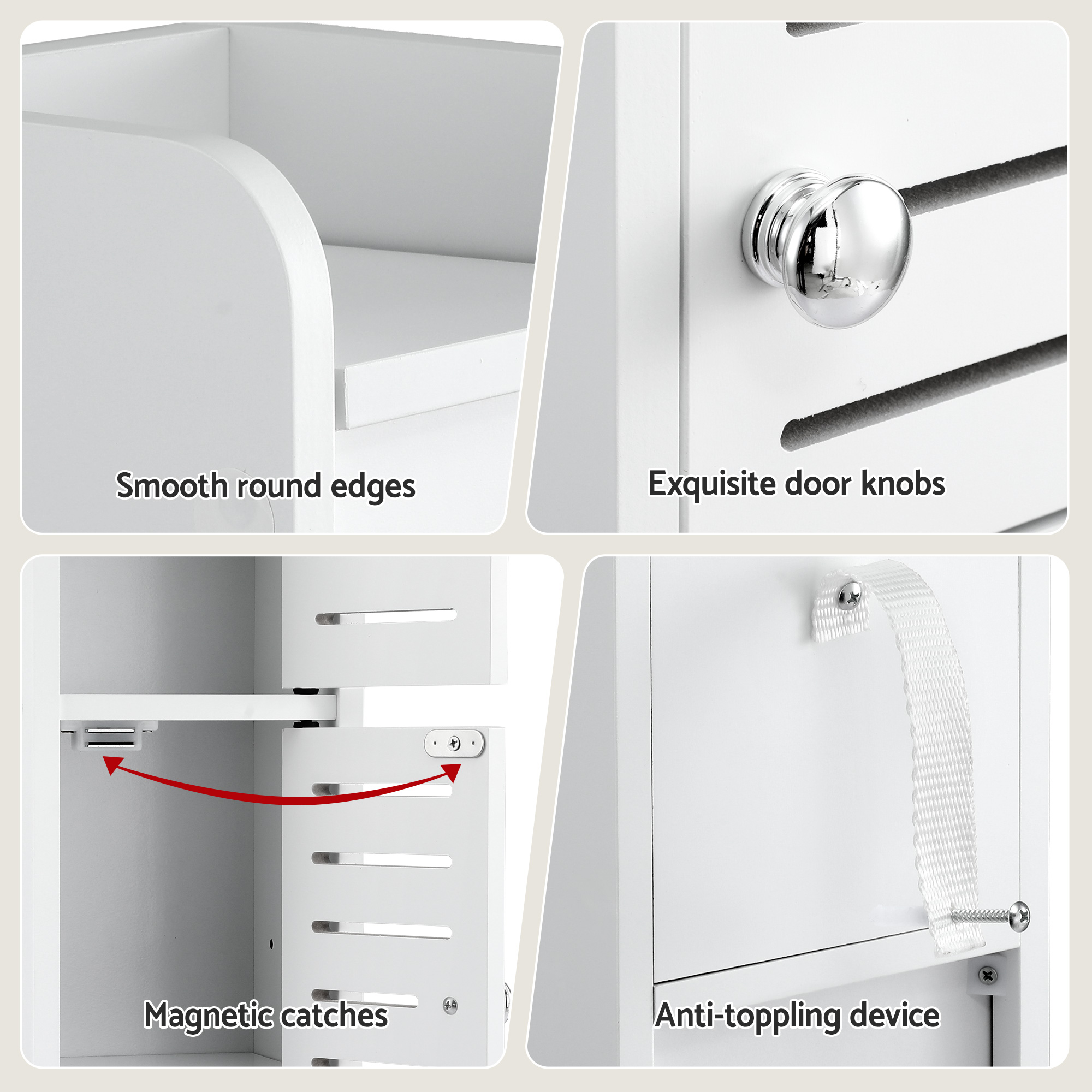 Artiss 2x Bathroom Storage Cabinet 3-Tier Toilet Paper Holder Organizer White - Image 8