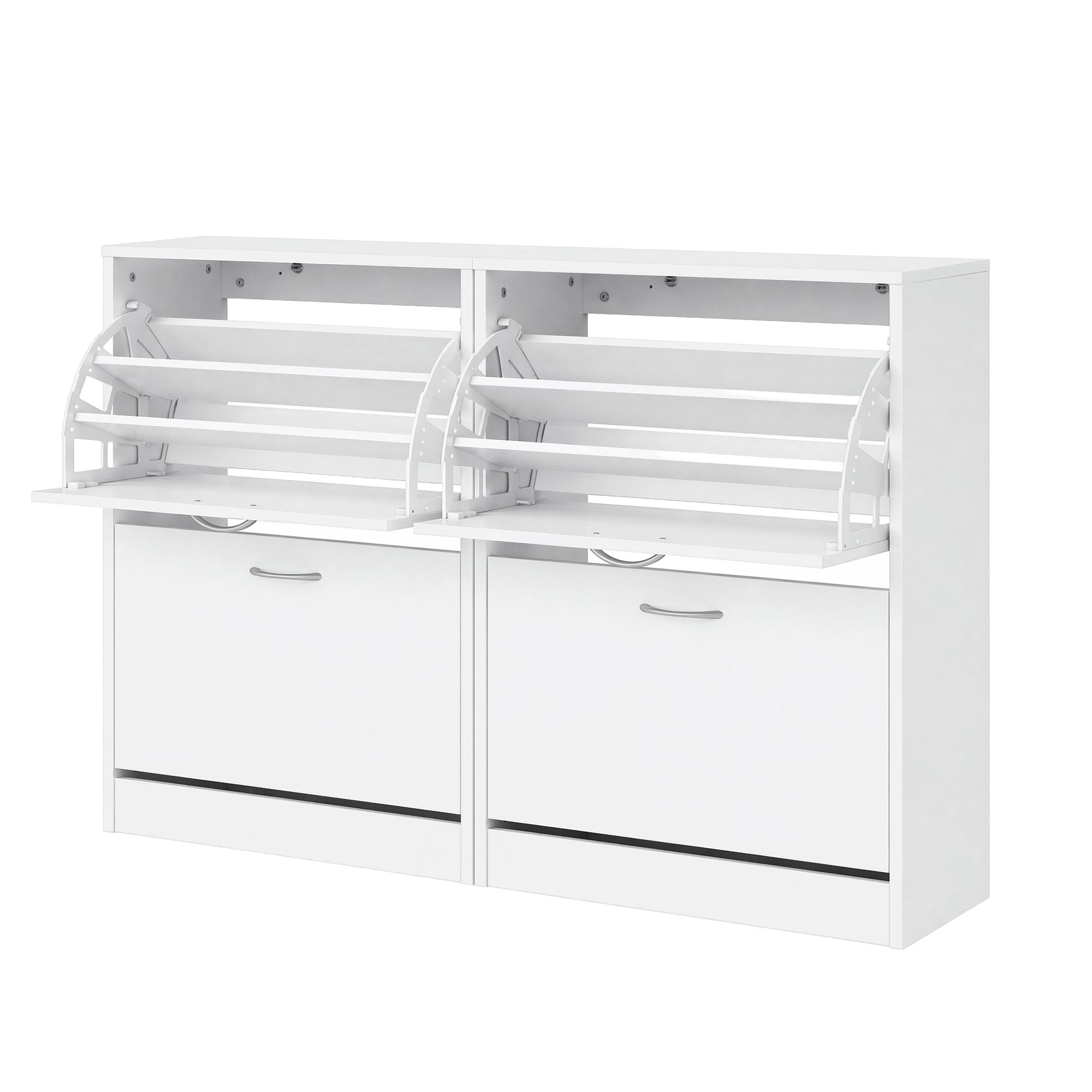 Artiss 2x Shoe Cabinet Storage Organiser 2 Flip Drawer White - Image 1
