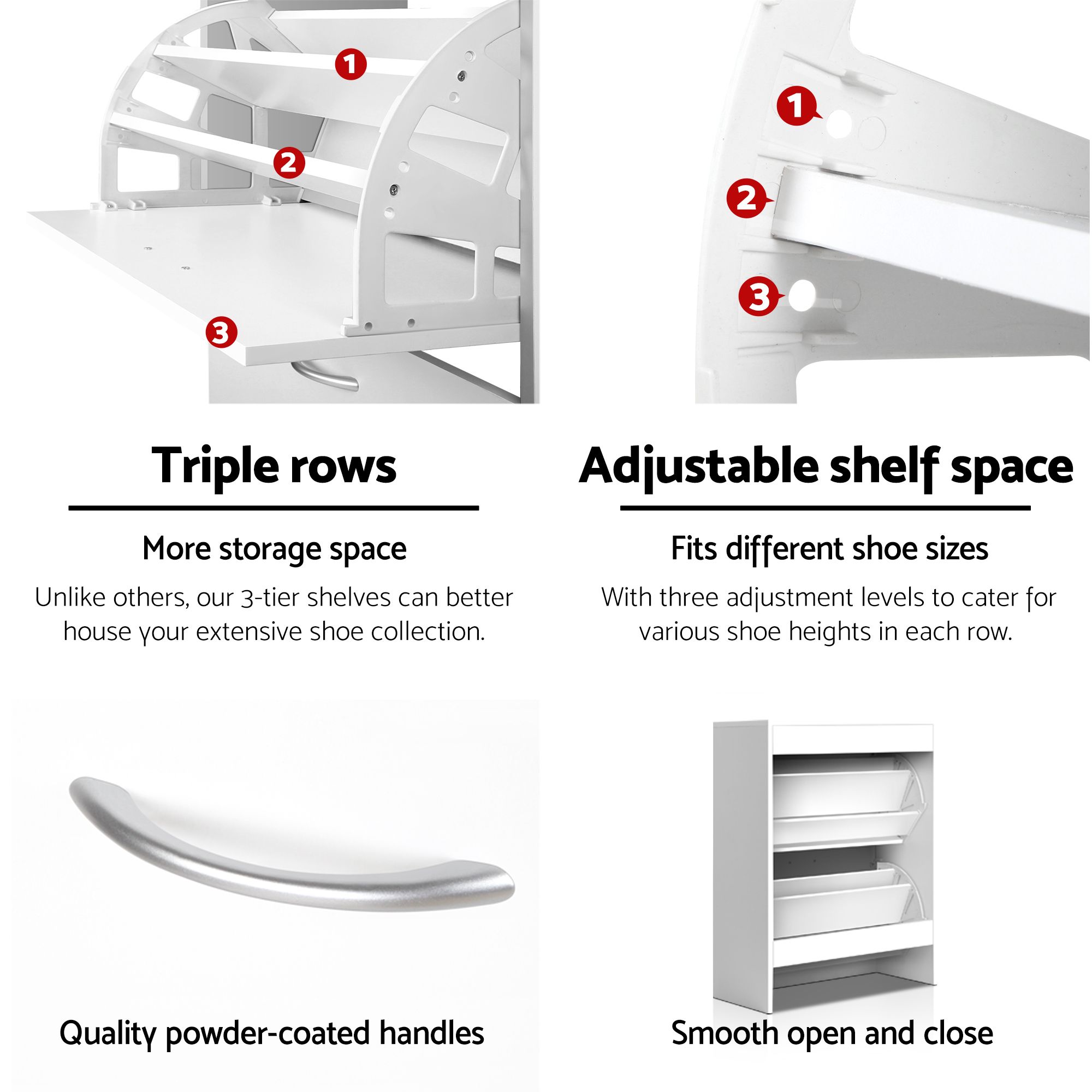 Artiss 2x Shoe Cabinet Storage Organiser 2 Flip Drawer White - Image 8