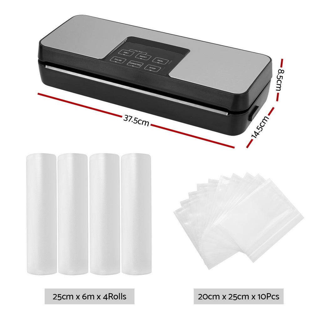 Devanti Food Vacuum Sealer Machine Auto Seal Cutter 5 Modes Storage Bags 4 Rolls - Image 2