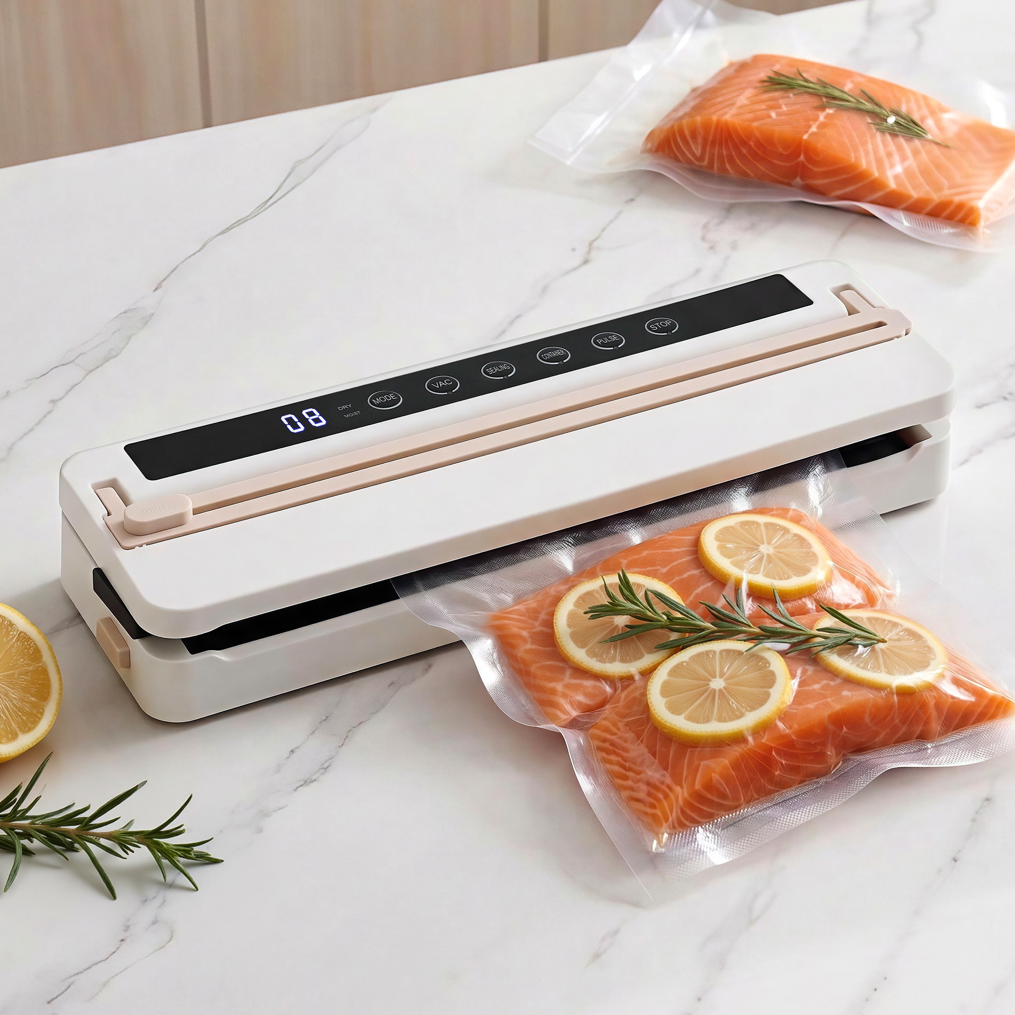 Devanti Food Vacuum Sealer Machine Fresh Storage Auto Seal Slide Cutter 6 Modes White - Image 1