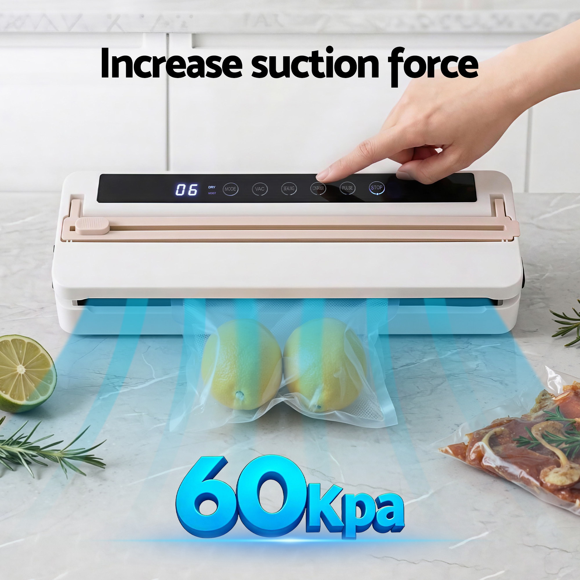 Devanti Food Vacuum Sealer Machine Fresh Storage Auto Seal Slide Cutter 6 Modes White - Image 7