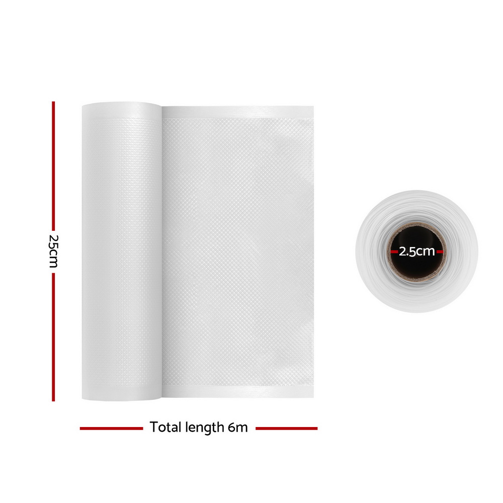 4 Rolls Food Vacuum Sealer Bags Storage Saver Heat Sealing Bag Pack 25CMX6M - Image 2