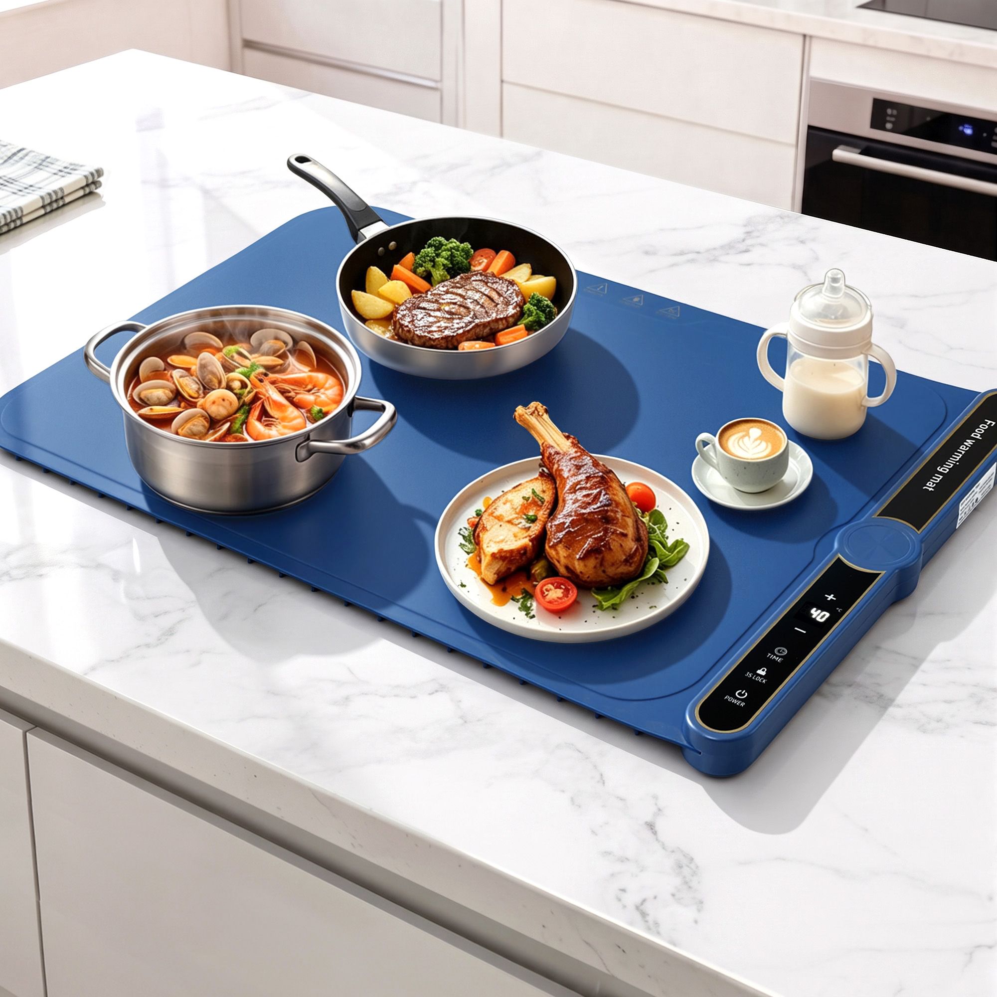 Devanti Food Warming Mat 60 x 38cm Electric Food Warmer With Timer - Image 1