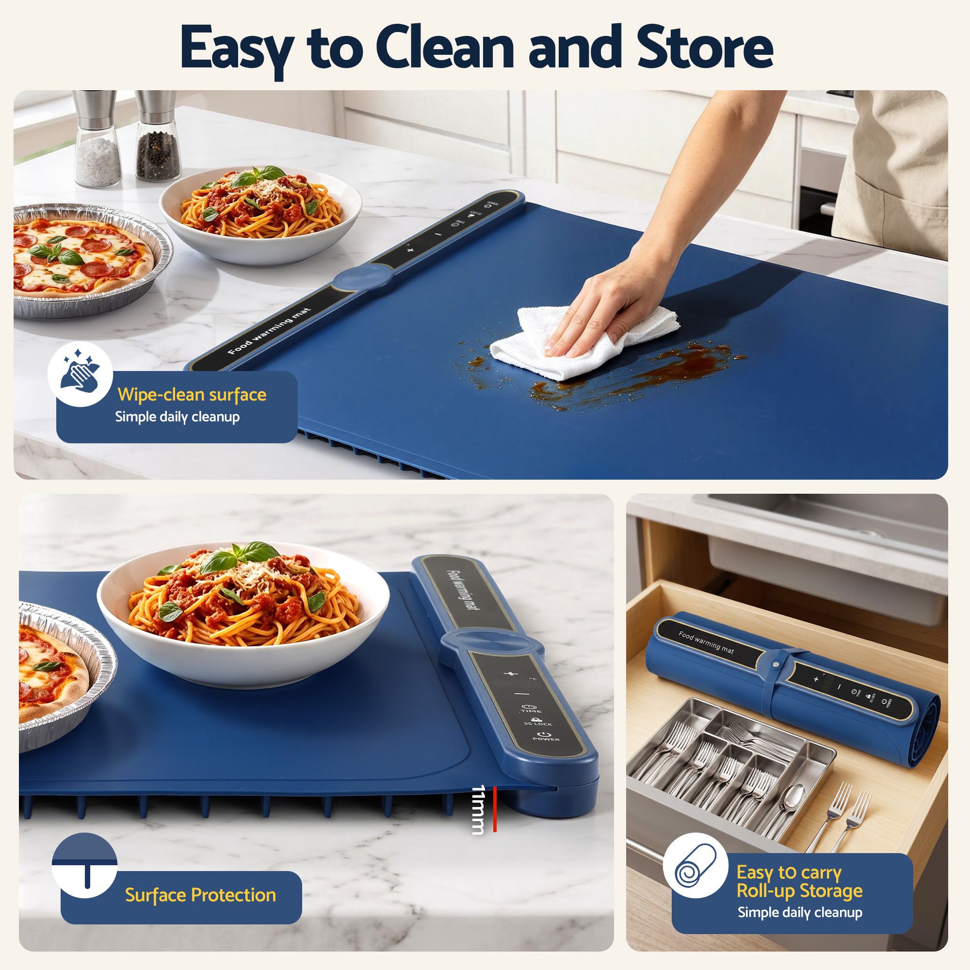 Devanti Food Warming Mat 60 x 38cm Electric Food Warmer With Timer - Image 7