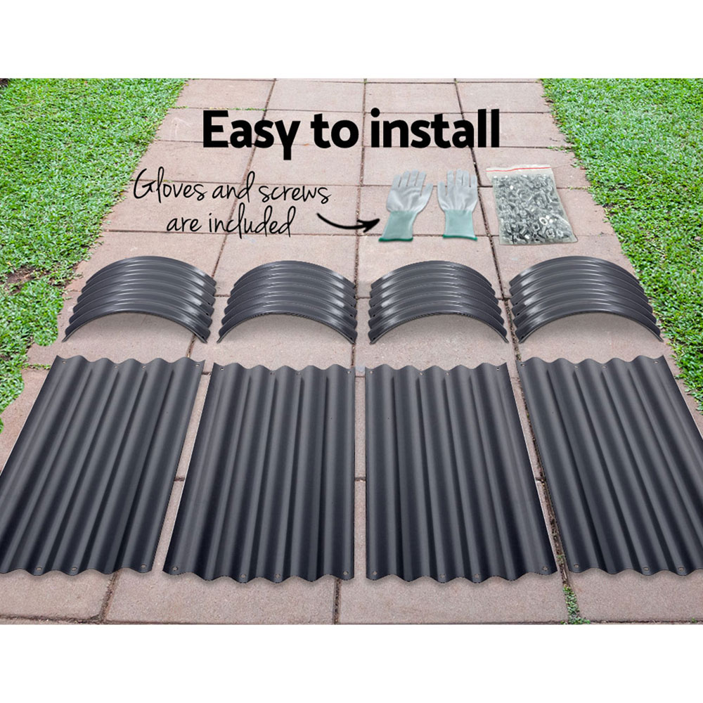 2x Green Fingers Raised Garden Bed 160X80X42cm Oval Planter Box Raised Container Galvanised - Image 3