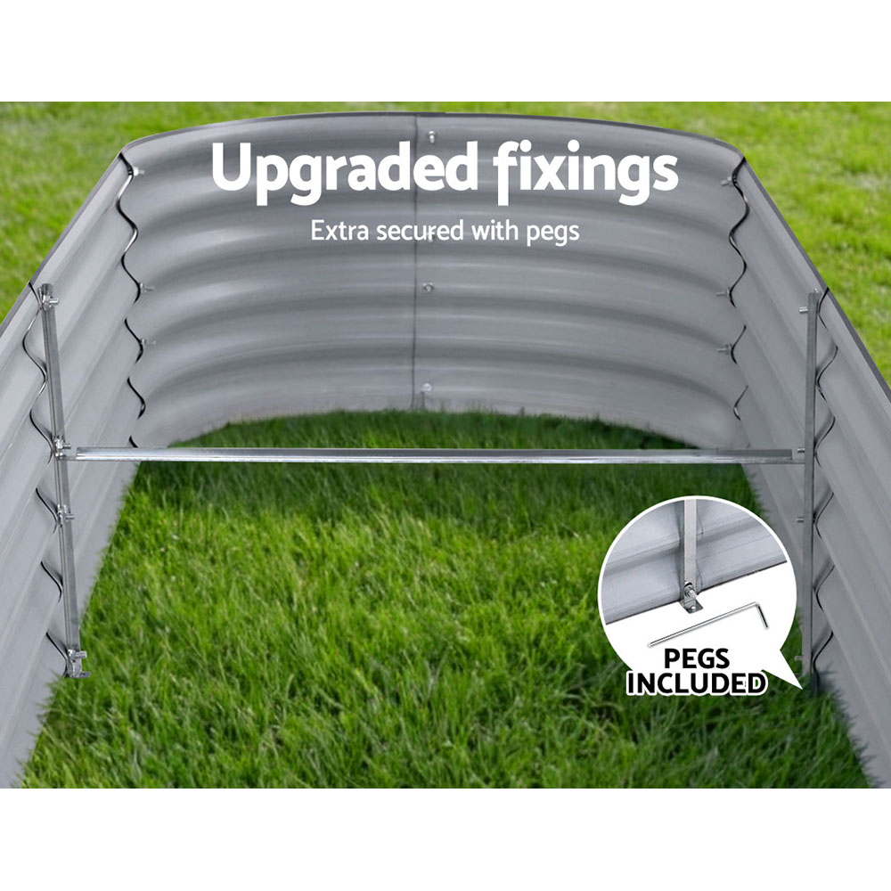 2x Raised Green Fingers Garden Bed 240X80X42cm Oval Planter Box Container Galvanised - Image 2