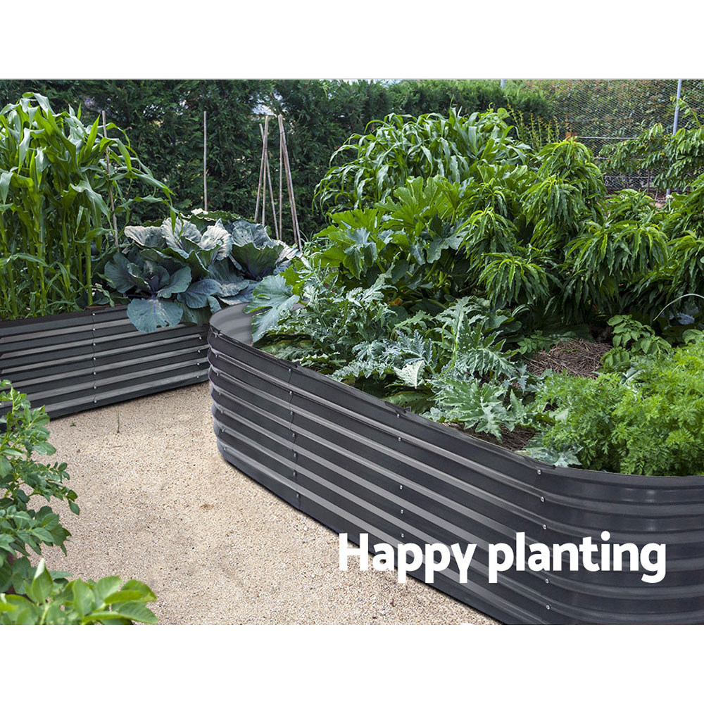 2x Raised Green Fingers Garden Bed 240X80X42cm Oval Planter Box Container Galvanised - Image 3