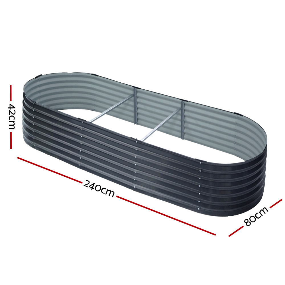 2x Raised Green Fingers Garden Bed 240X80X42cm Oval Planter Box Container Galvanised - Image 6