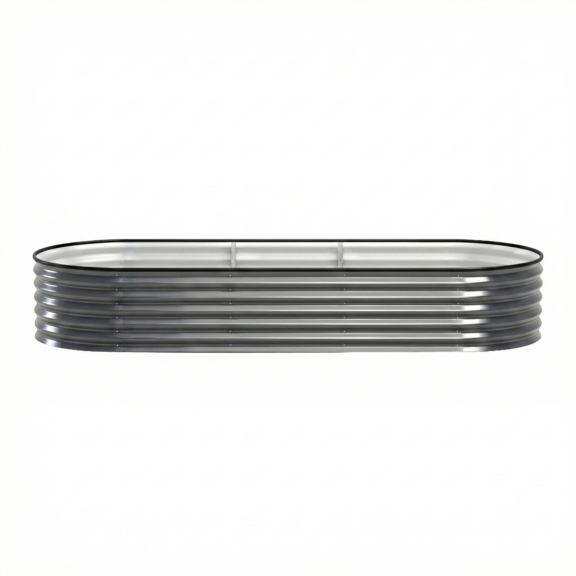 Green Fingers 3 Pcs Raised Garden Bed Kit Oval Galvanized Steel Planter Boxes 240x80x42cm, Heavy Duty Metal Elevated Garden Bed for Vegetables Flowers Herbs, with Safety Edging, Gloves & Pegs Included - Image 8