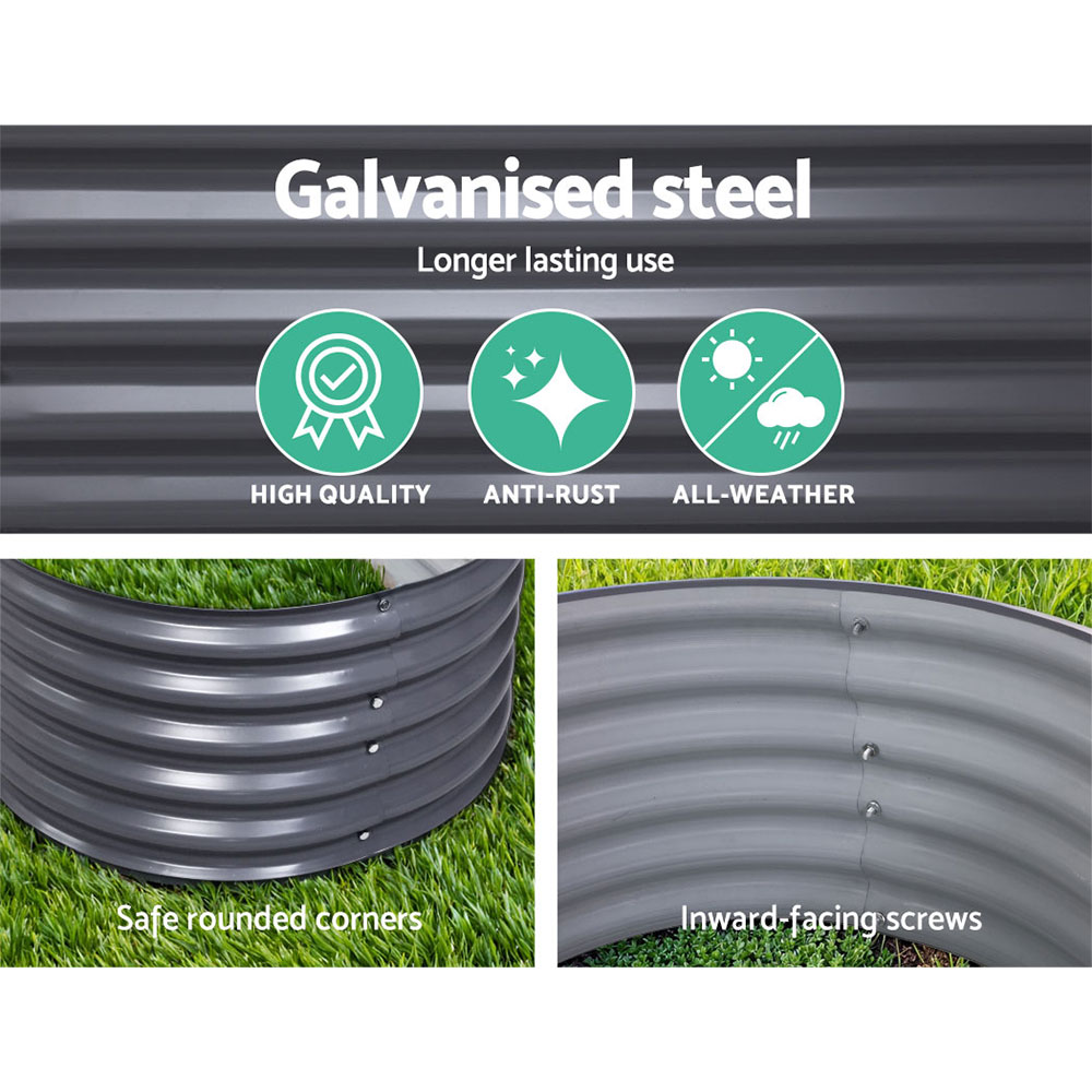 2x Green Fingers Raised Garden Bed 320X80X42cm Oval Planter Box Container Galvanised - Image 2